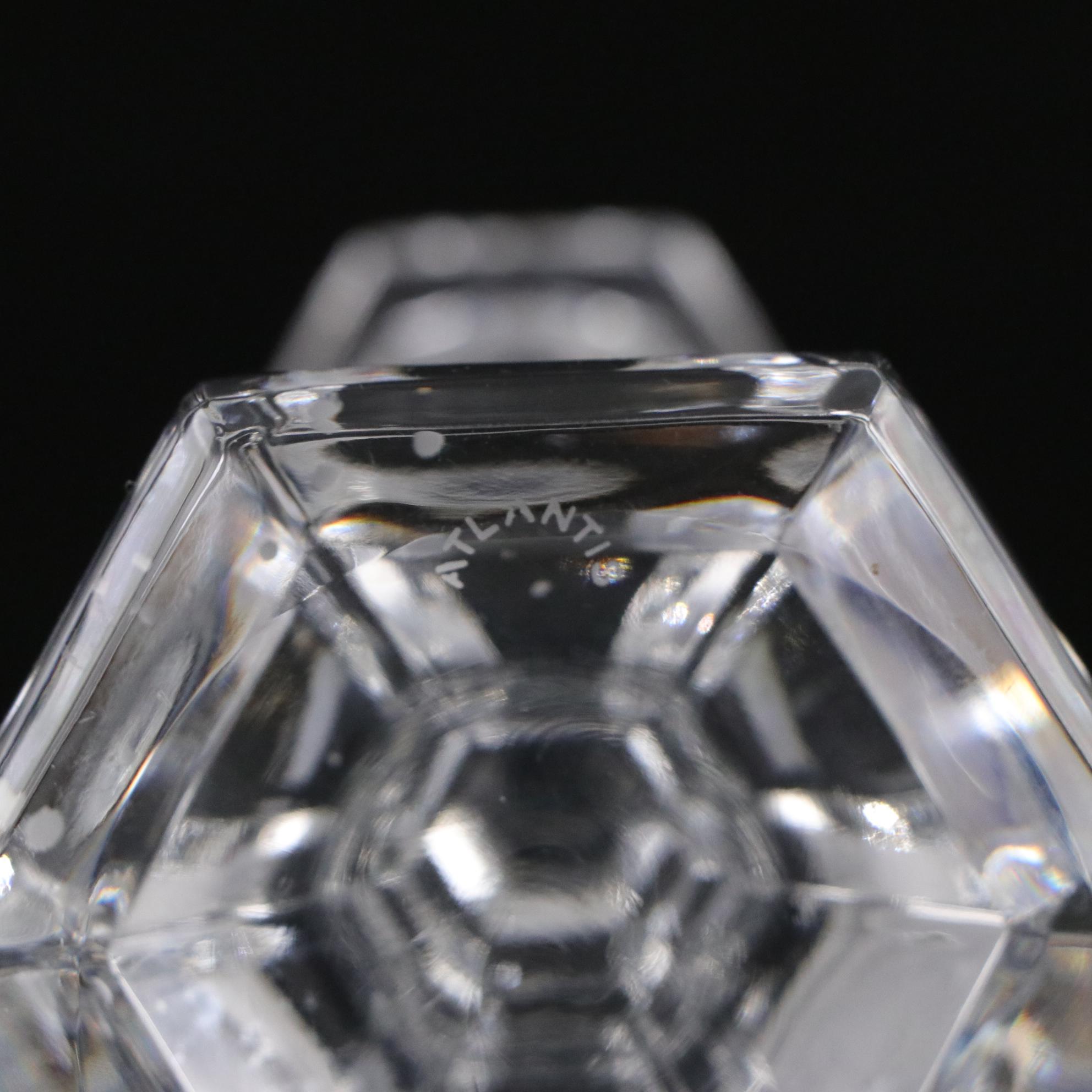 Pineapple Cut Glass Pedestal Bowl with Crystal Wine Glasses and Candlesticks