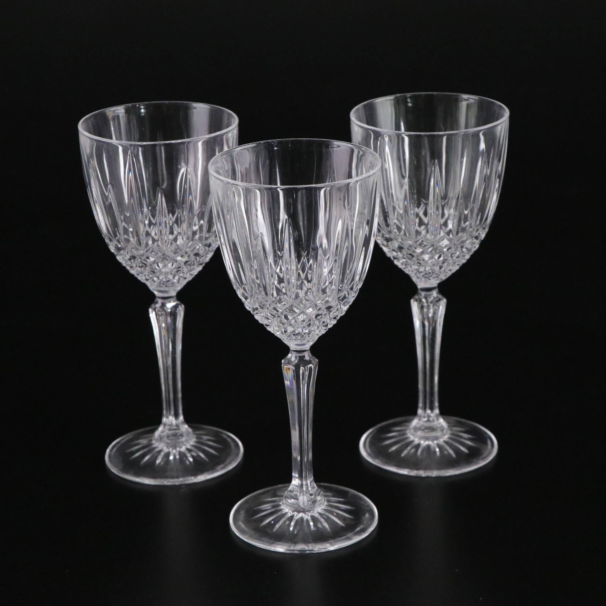 Pineapple Cut Glass Pedestal Bowl with Crystal Wine Glasses and Candlesticks