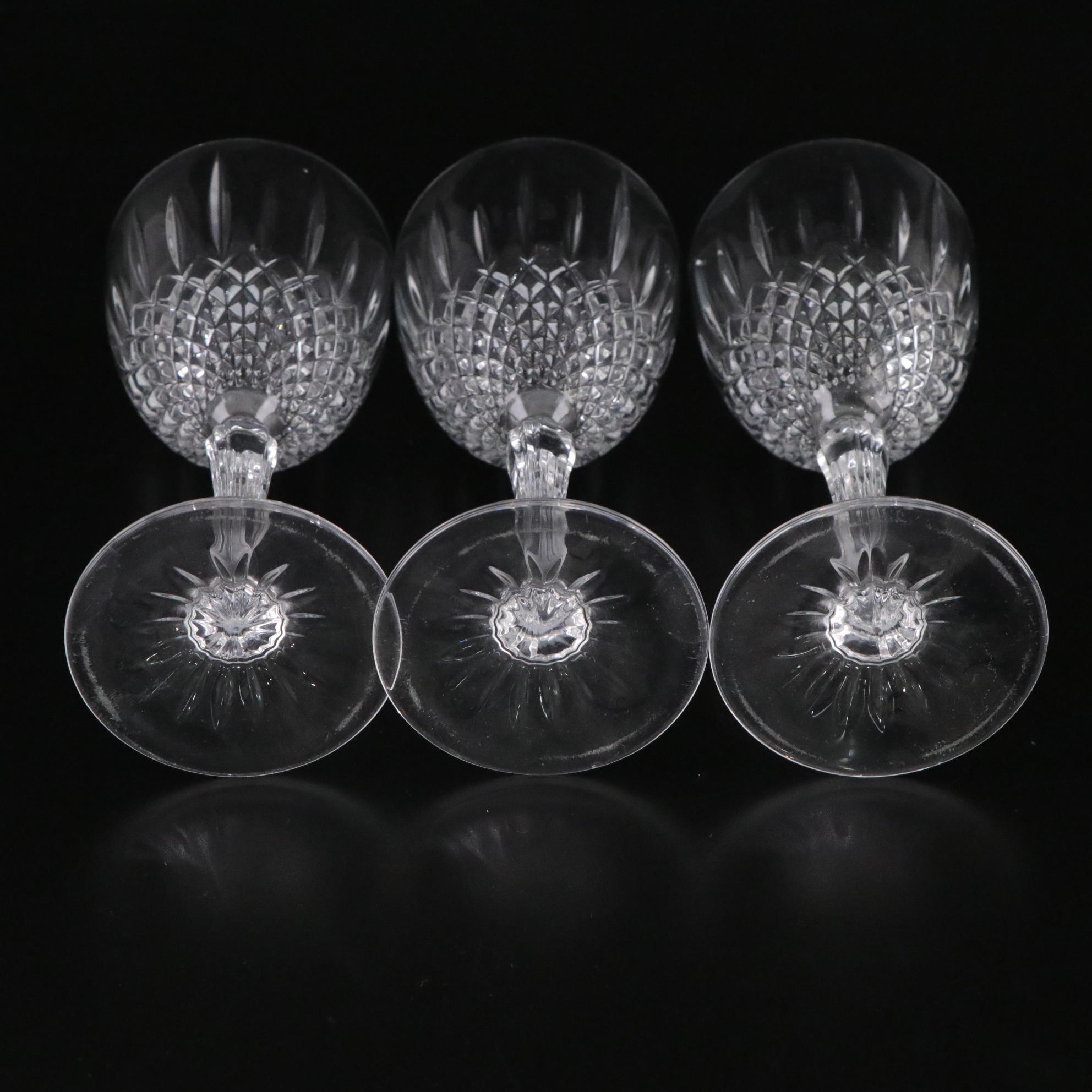 Pineapple Cut Glass Pedestal Bowl with Crystal Wine Glasses and Candlesticks