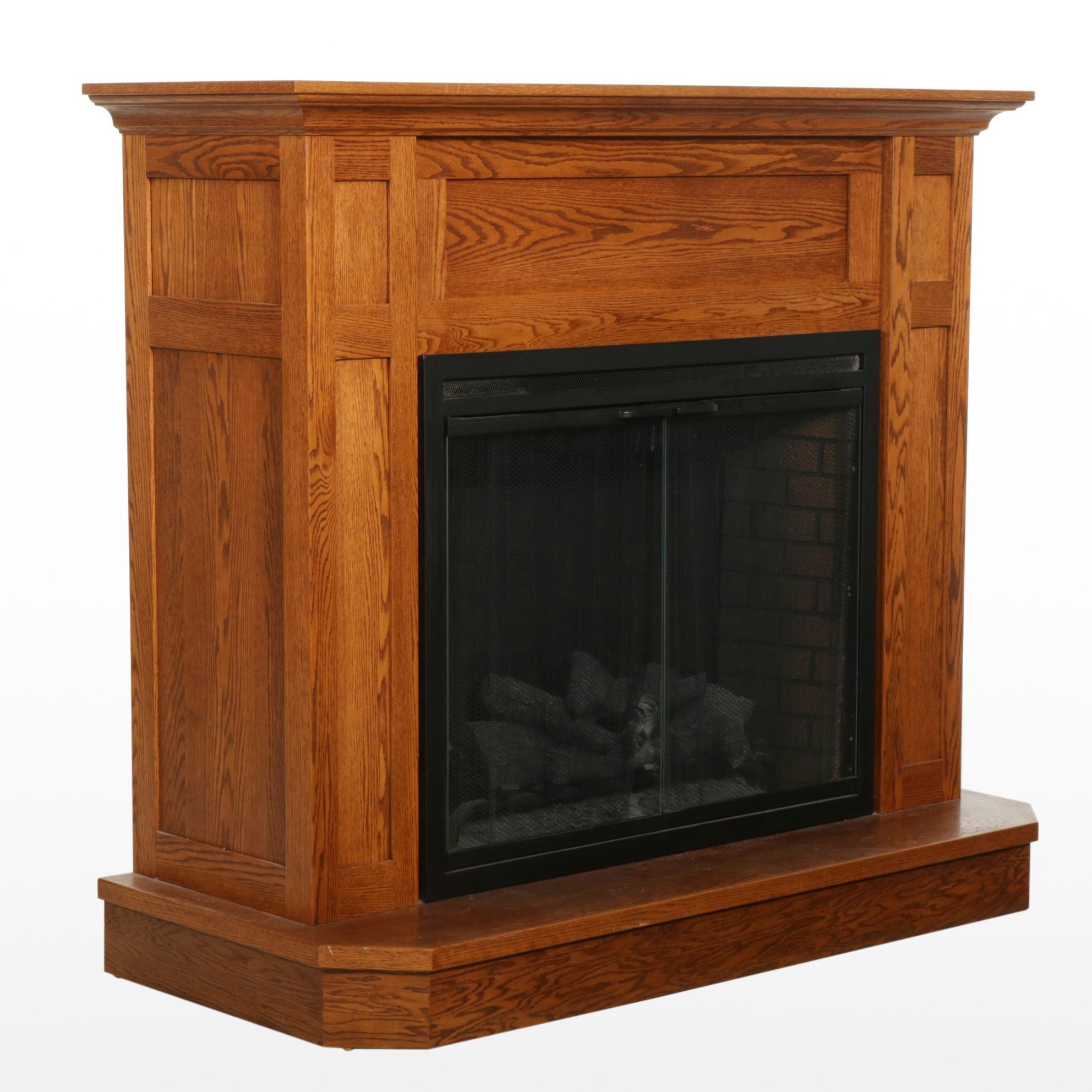 Classic Flame Electric Fireplace in Amish-Made Oak Surround