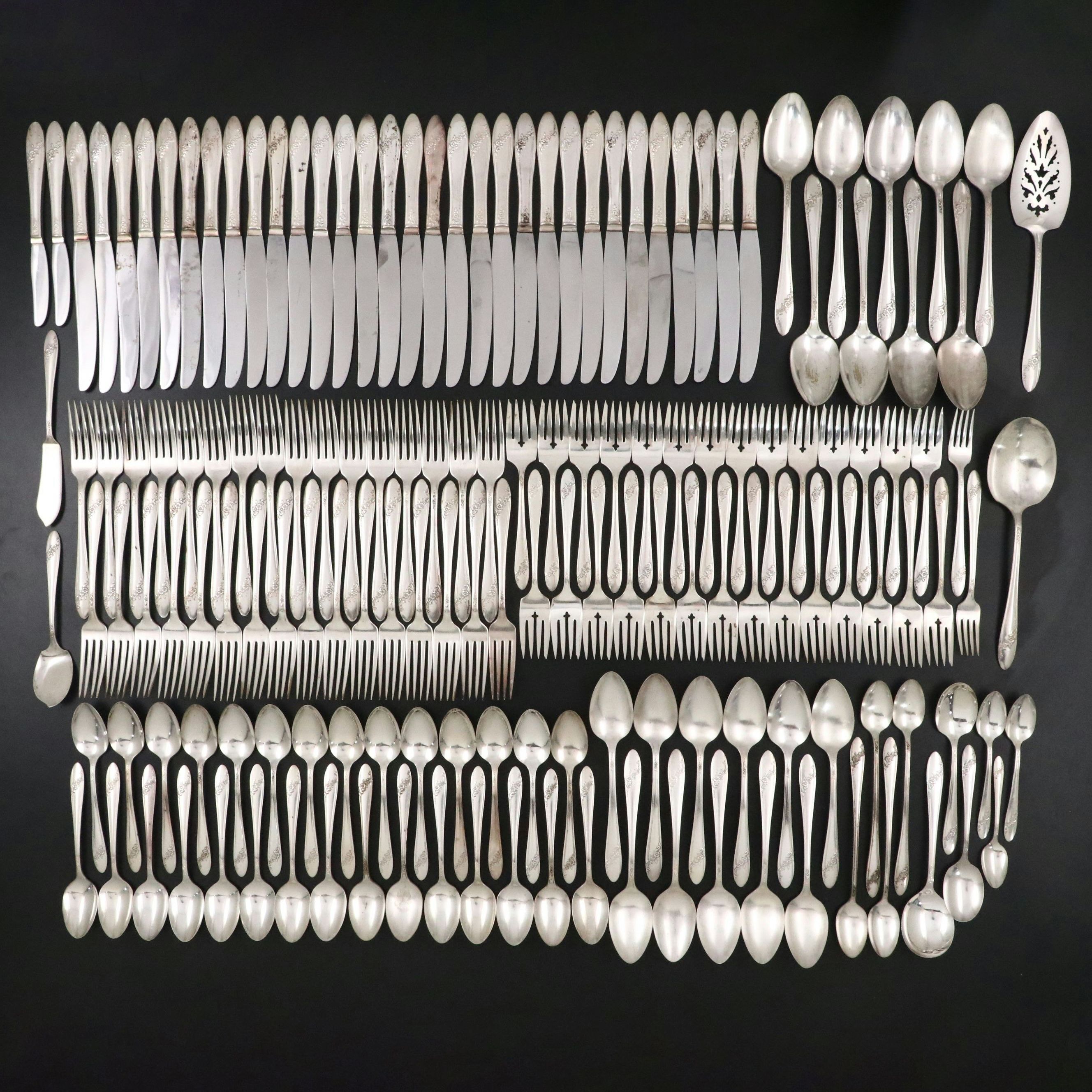 Oneida "Queen Bess II" Silver Plate Flatware, Mid to Late 20th Century