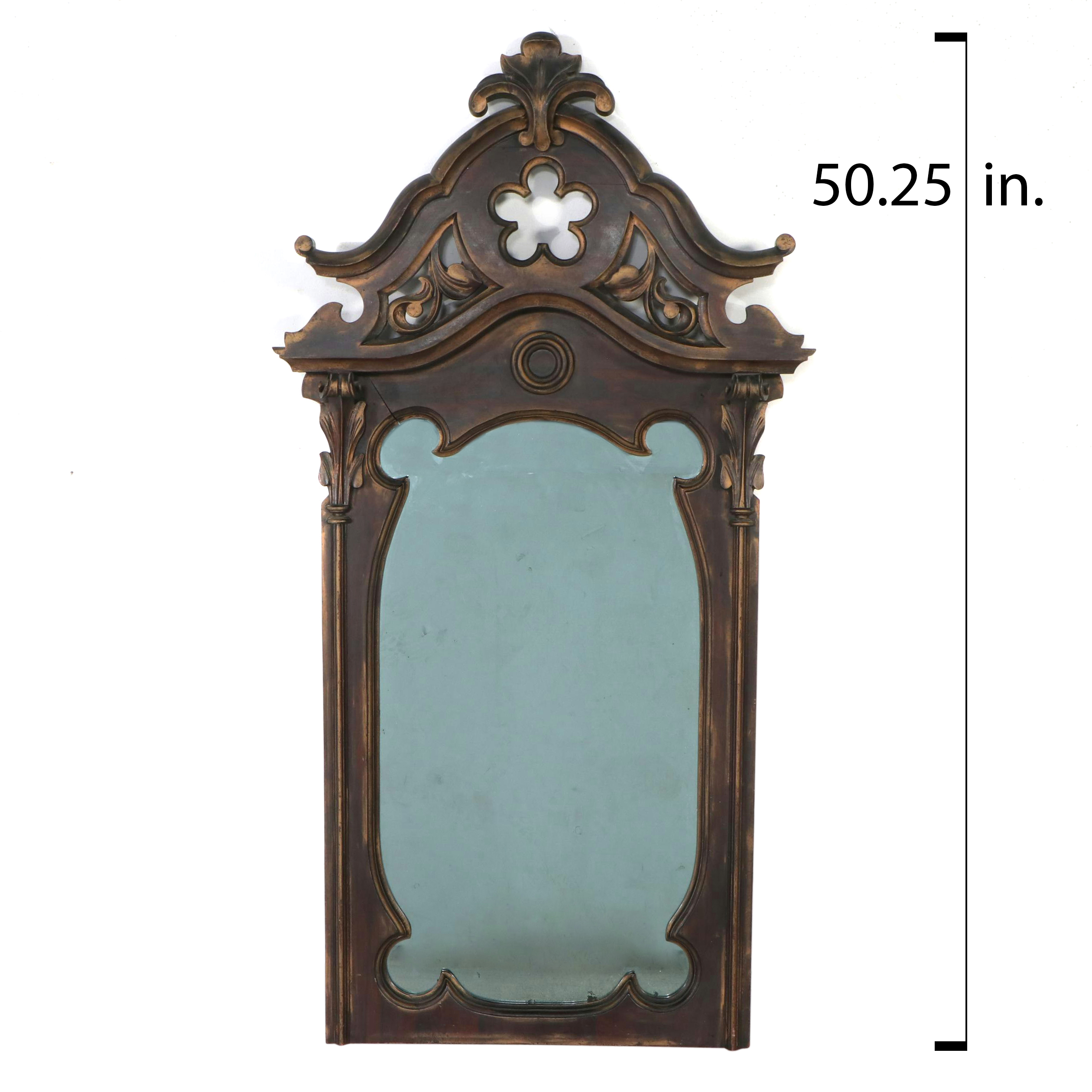 Gothic Revival Style Carved Wood Wall Mirror, Late 19th/ Early 20th Century