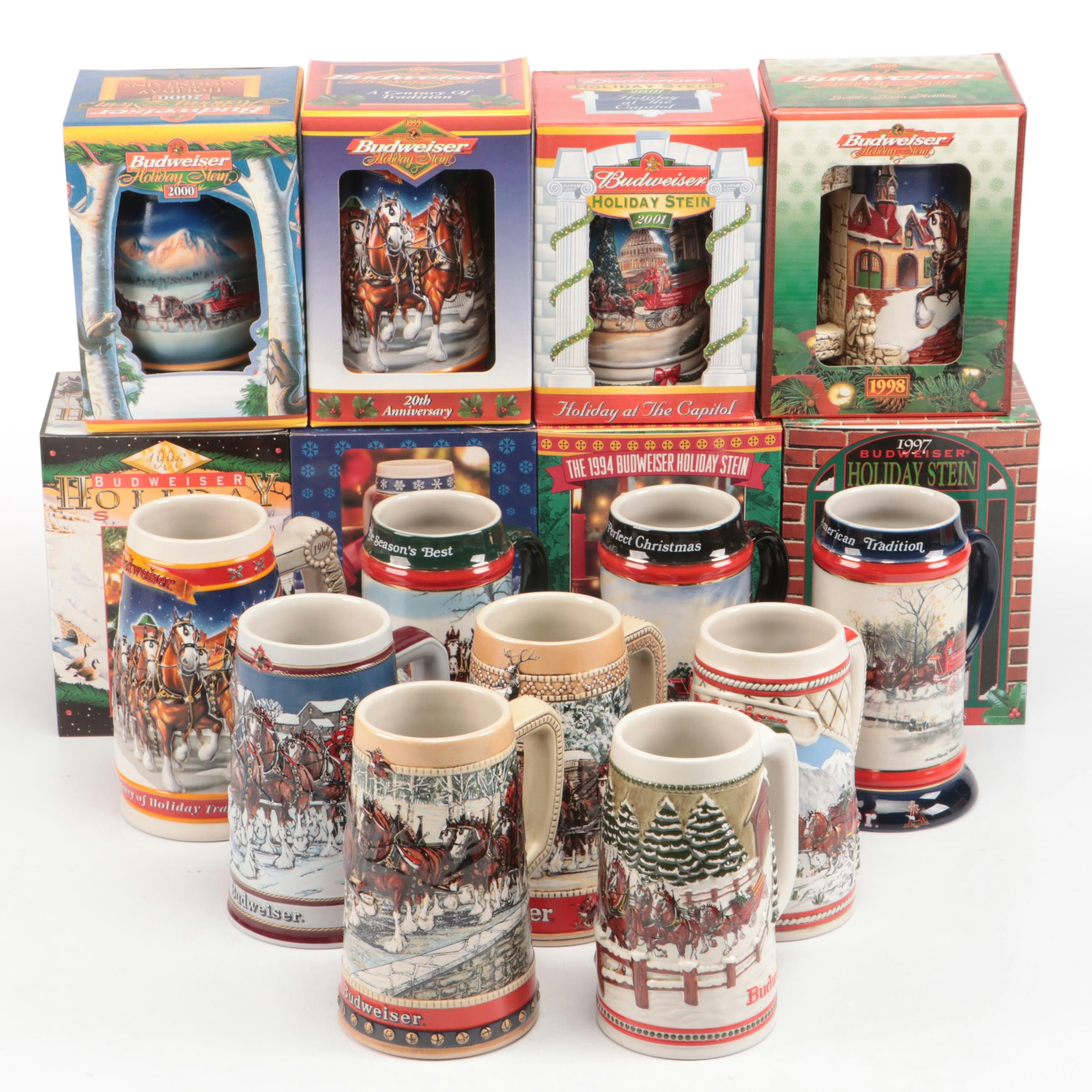 Novelty Christmas Budweiser Beer Steins