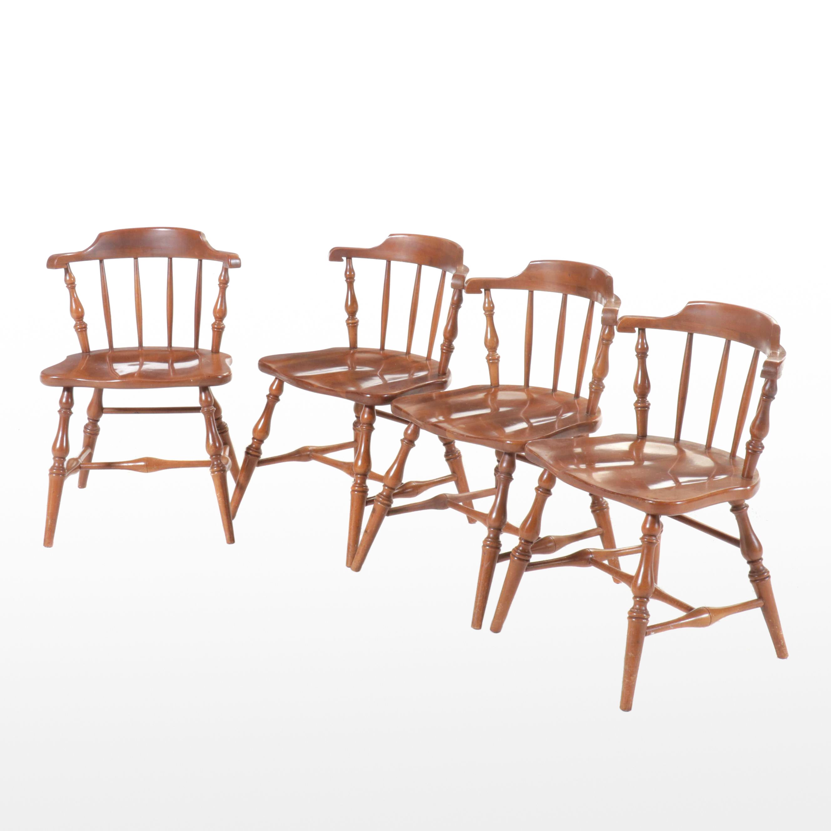 Set of Four Monitor American Emblem Colonial Style Cherry Tavern Chairs