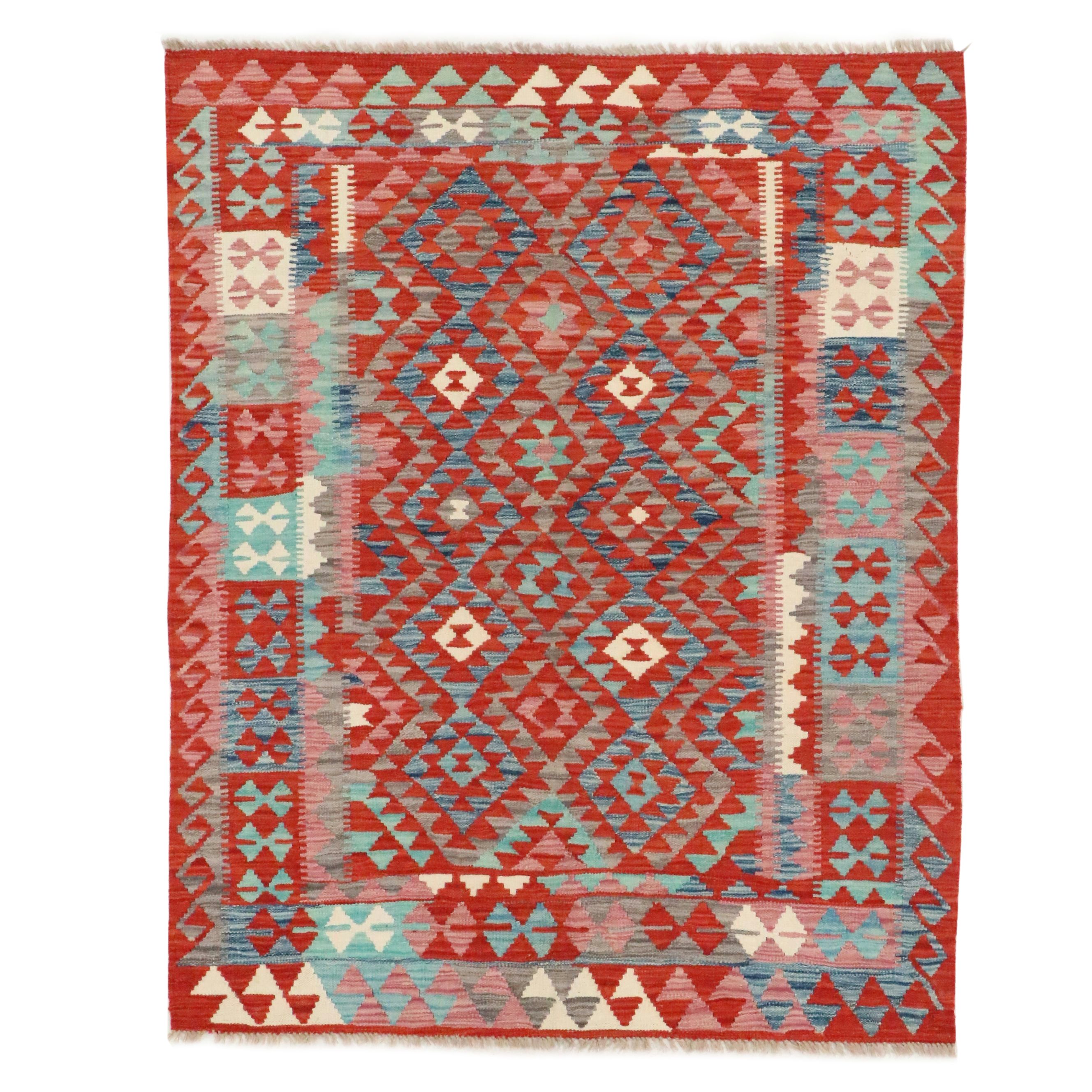 5'1 x 6'4 Handwoven Pakistani Kilim Area Rug