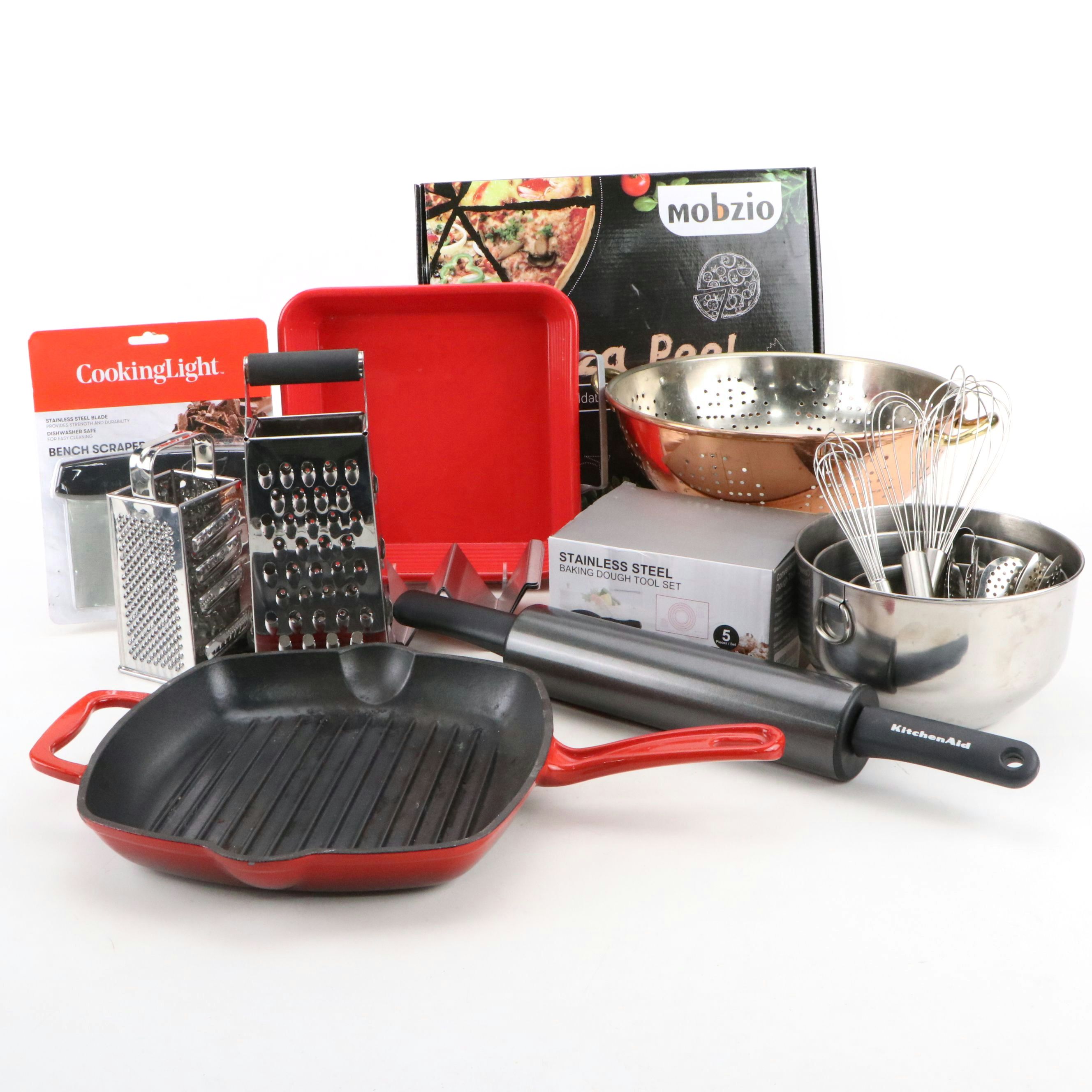 Kitchen Aid Rolling Pin with Masterclass Baking Dish and Other Cookware