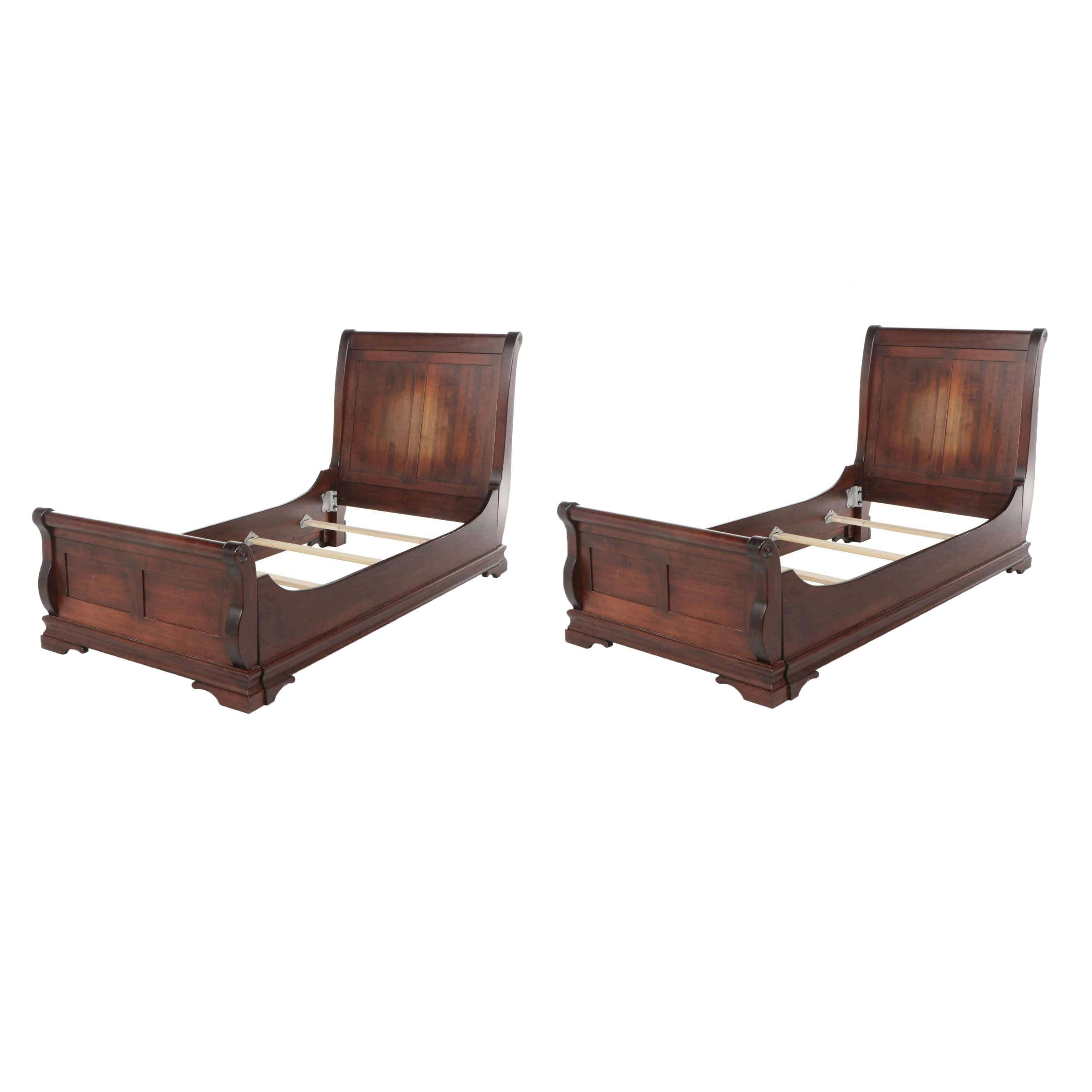 Pair of Yutzy Woodworking Maple Twin Size Sleigh Beds
