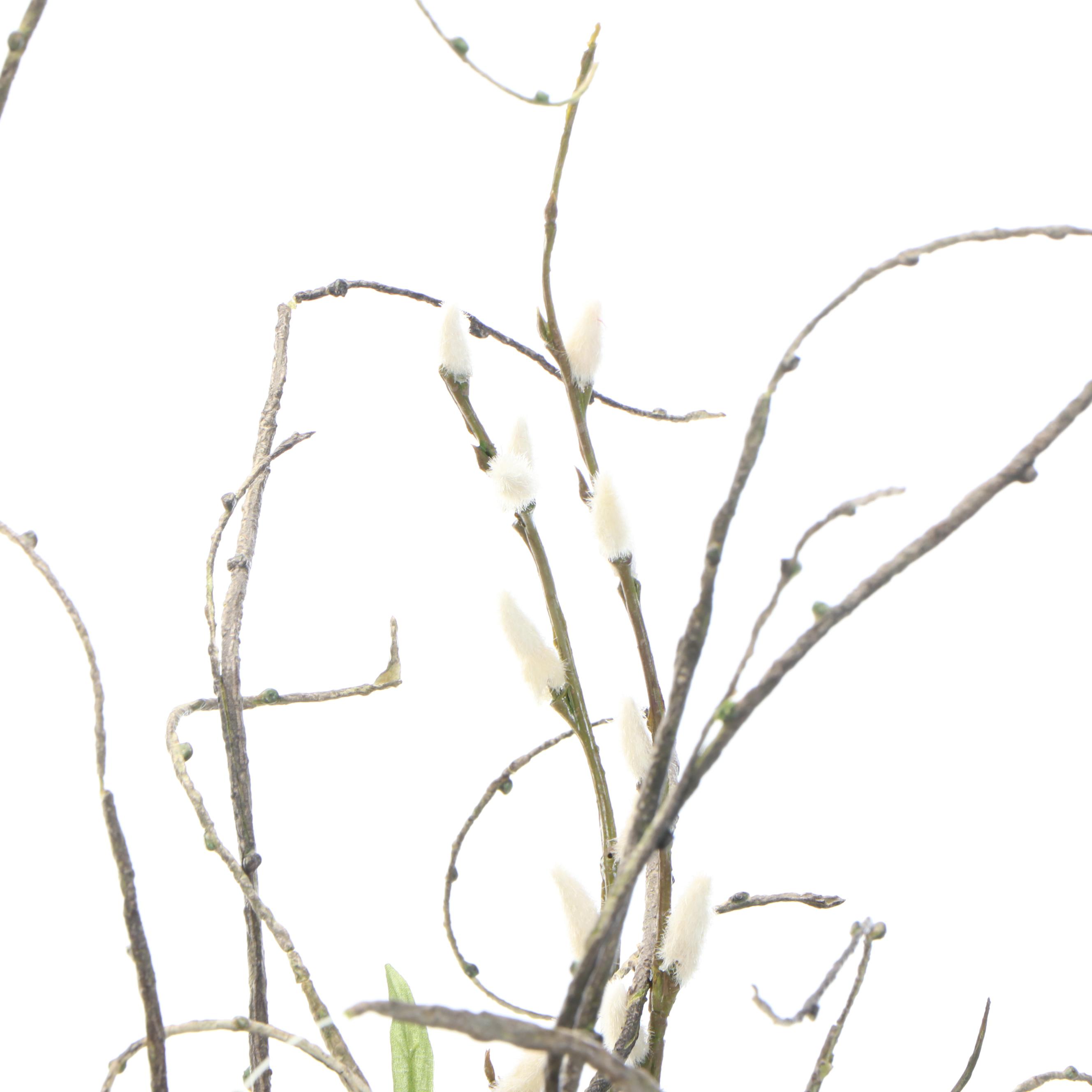 Sgraffito Earthenware Vase with Artificial Greenery