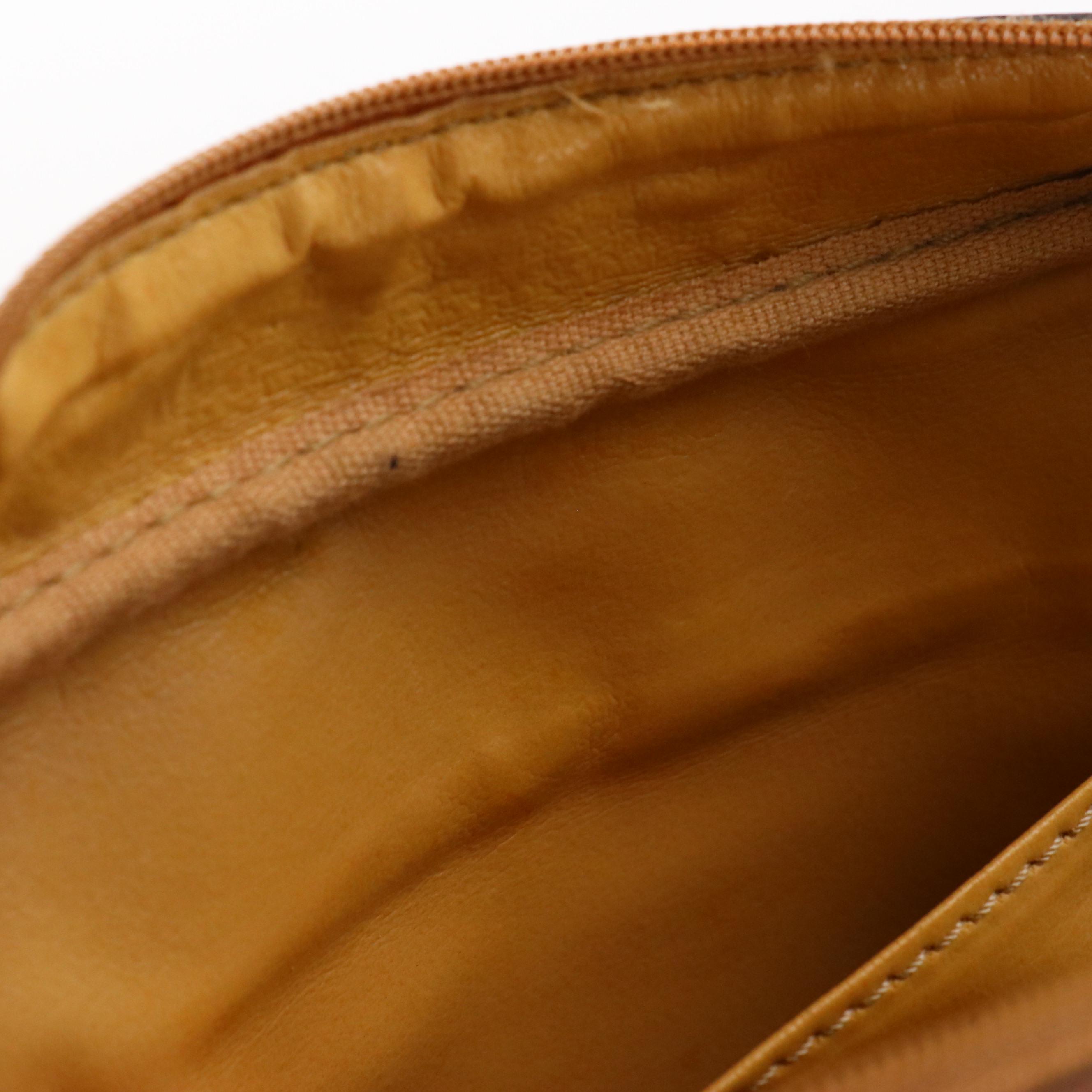 Celine Zippered Toiletry Pouch in Macadam Canvas with Leather Trim