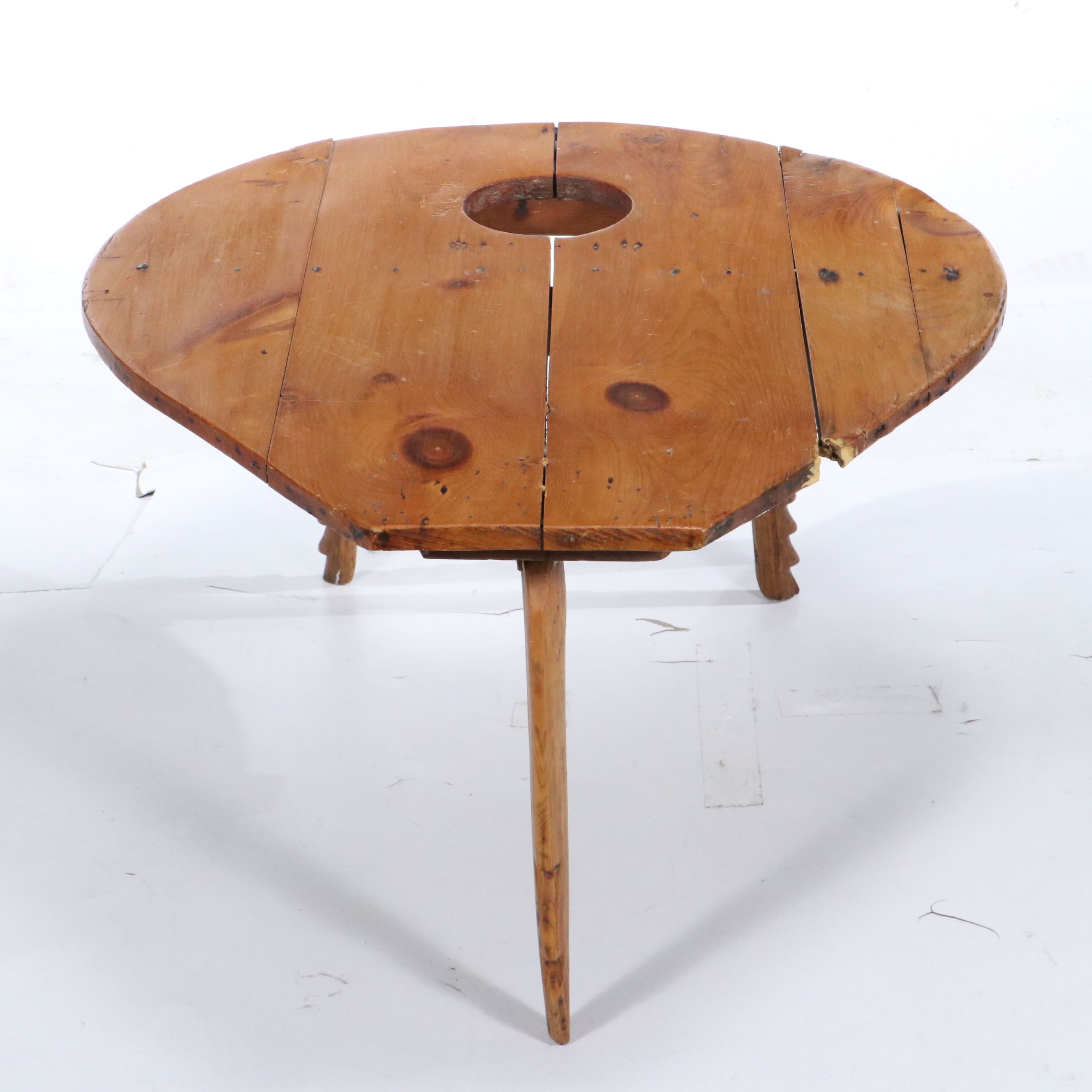 Pine Fireplace Bellows Form Coffee Table