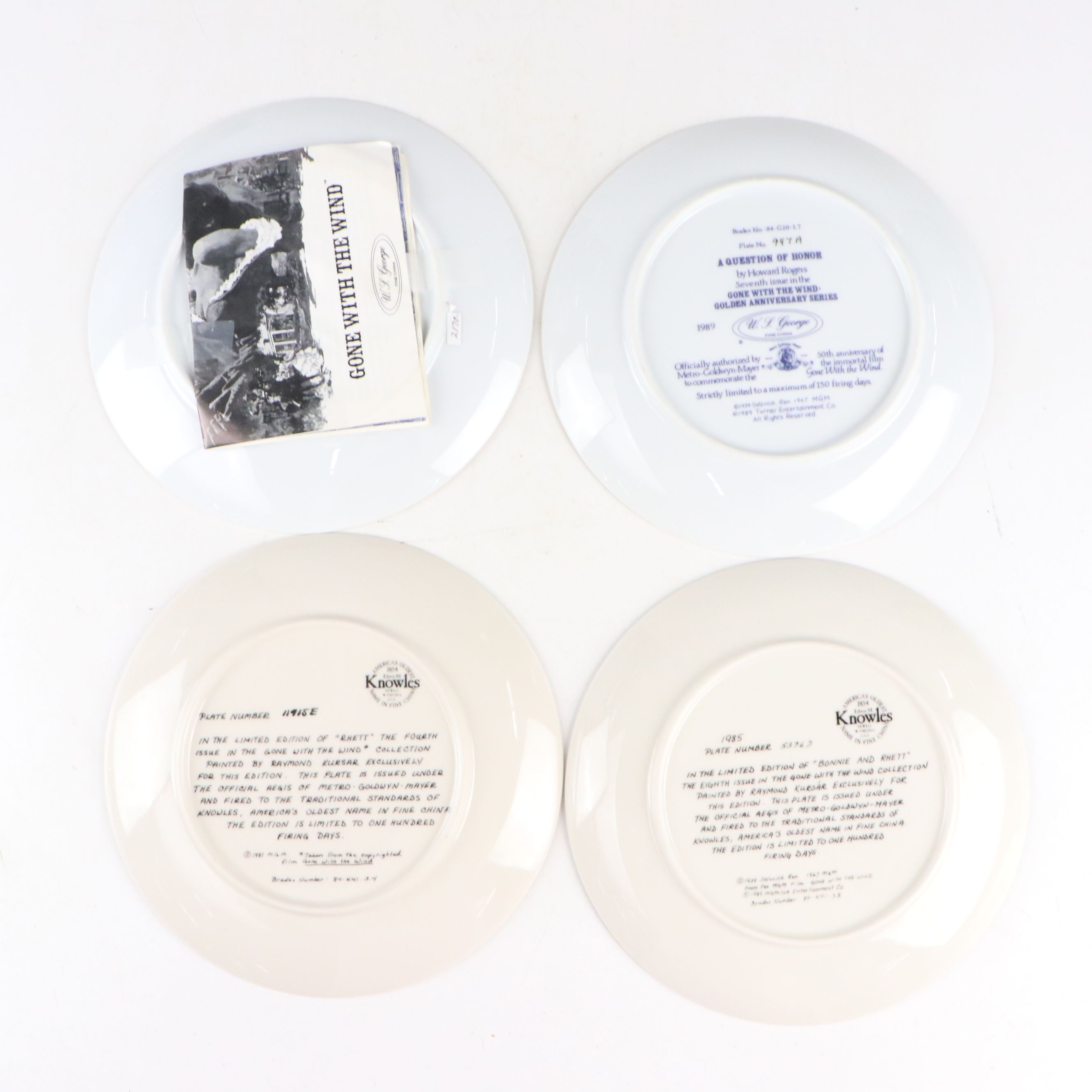 W.L. George "A Question of Honor" & Other Porcelain "Gone With The Wind" Plates