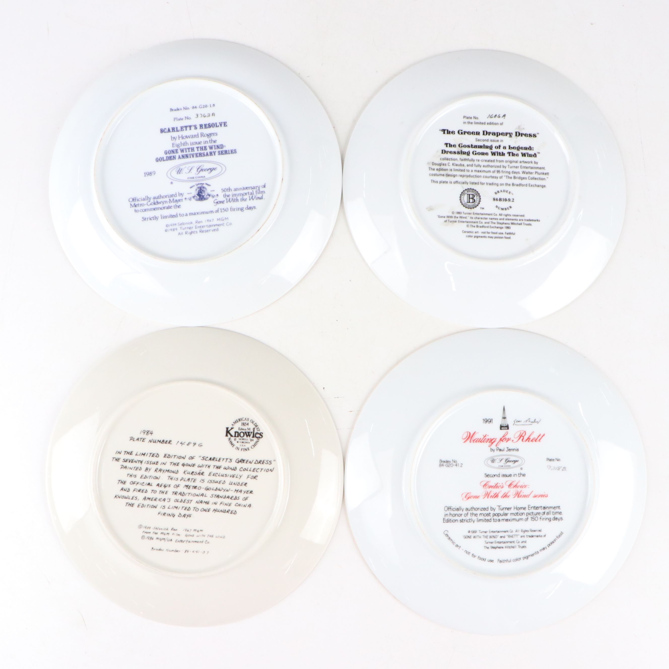 W.L. George "A Question of Honor" & Other Porcelain "Gone With The Wind" Plates