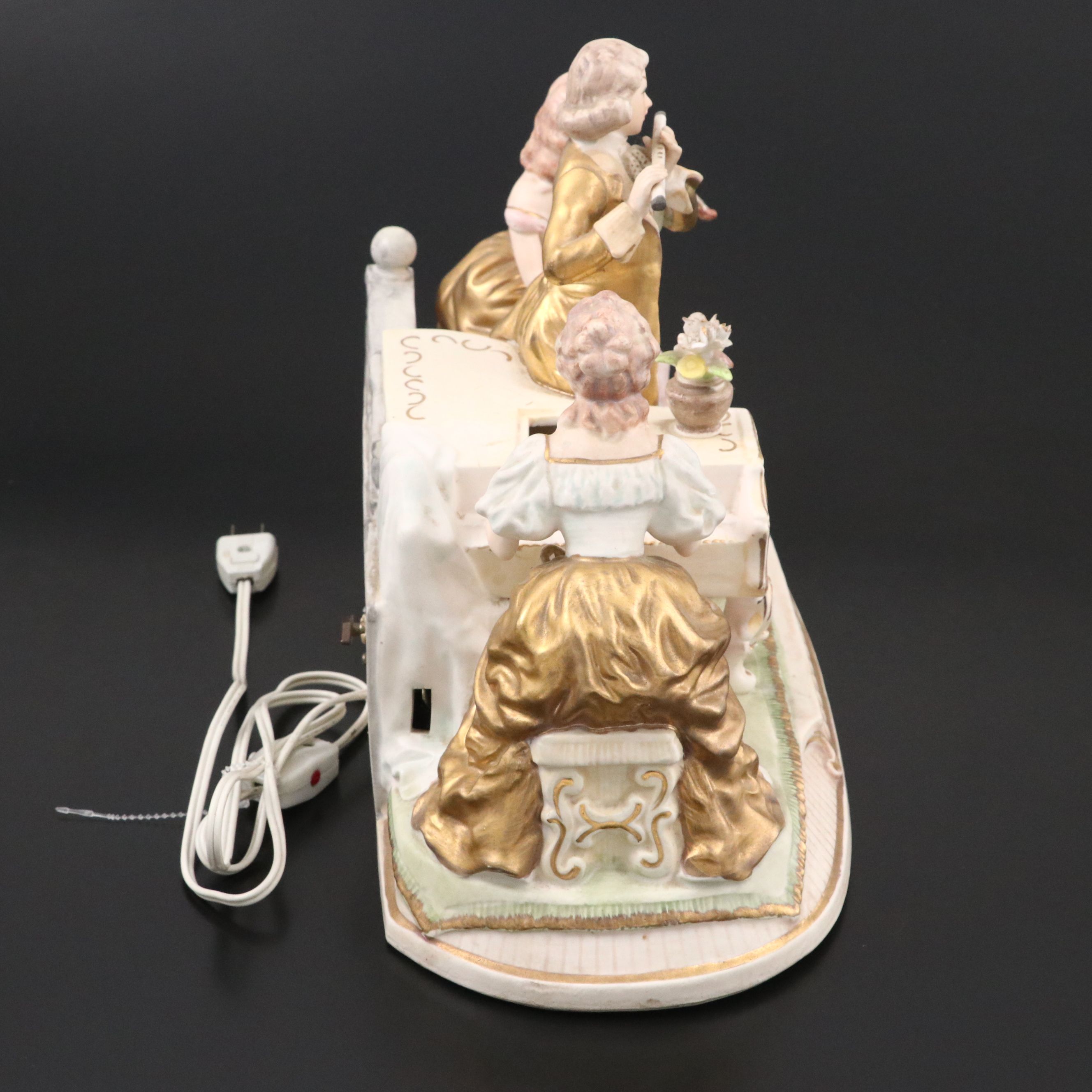 Lenwile Ardalt Rococo Style Porcelain Figural Television Lamp & Music Box