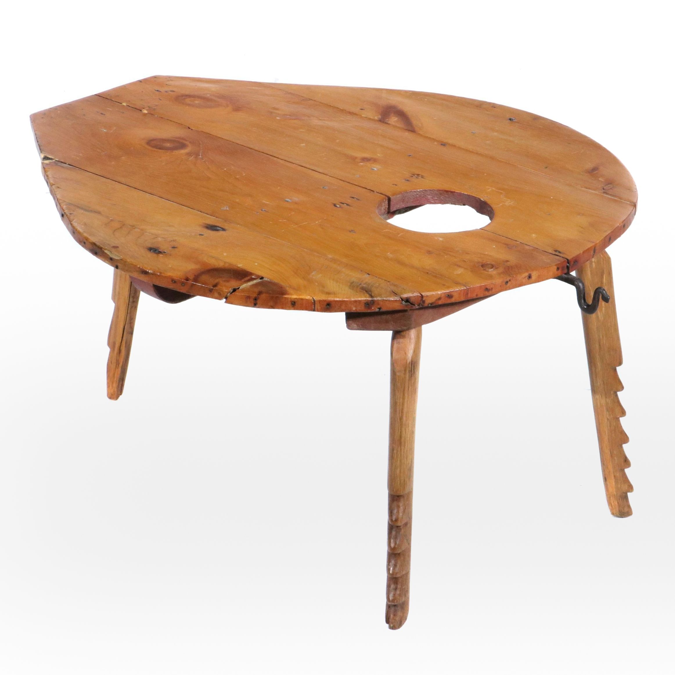 Pine Fireplace Bellows Form Coffee Table