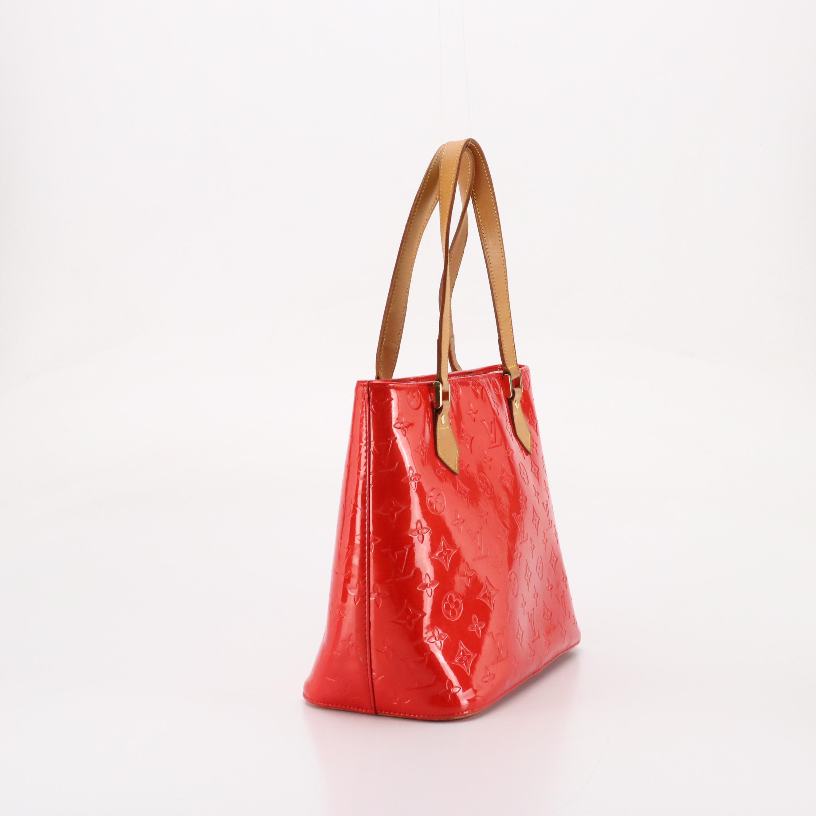 Louis Vuitton Houston Zip Tote in Red Monogram Vernis and Vachetta Leather