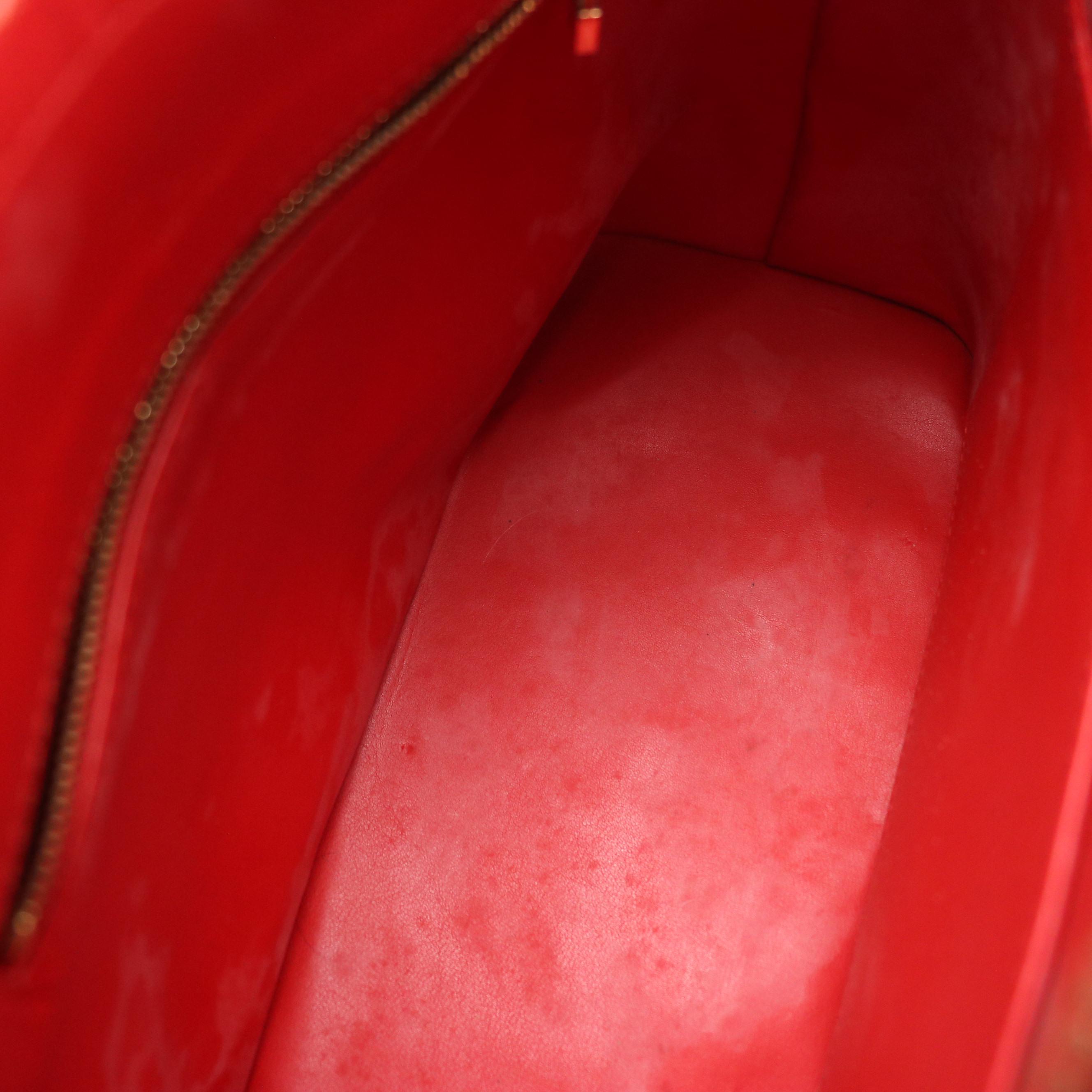 Louis Vuitton Houston Zip Tote in Red Monogram Vernis and Vachetta Leather