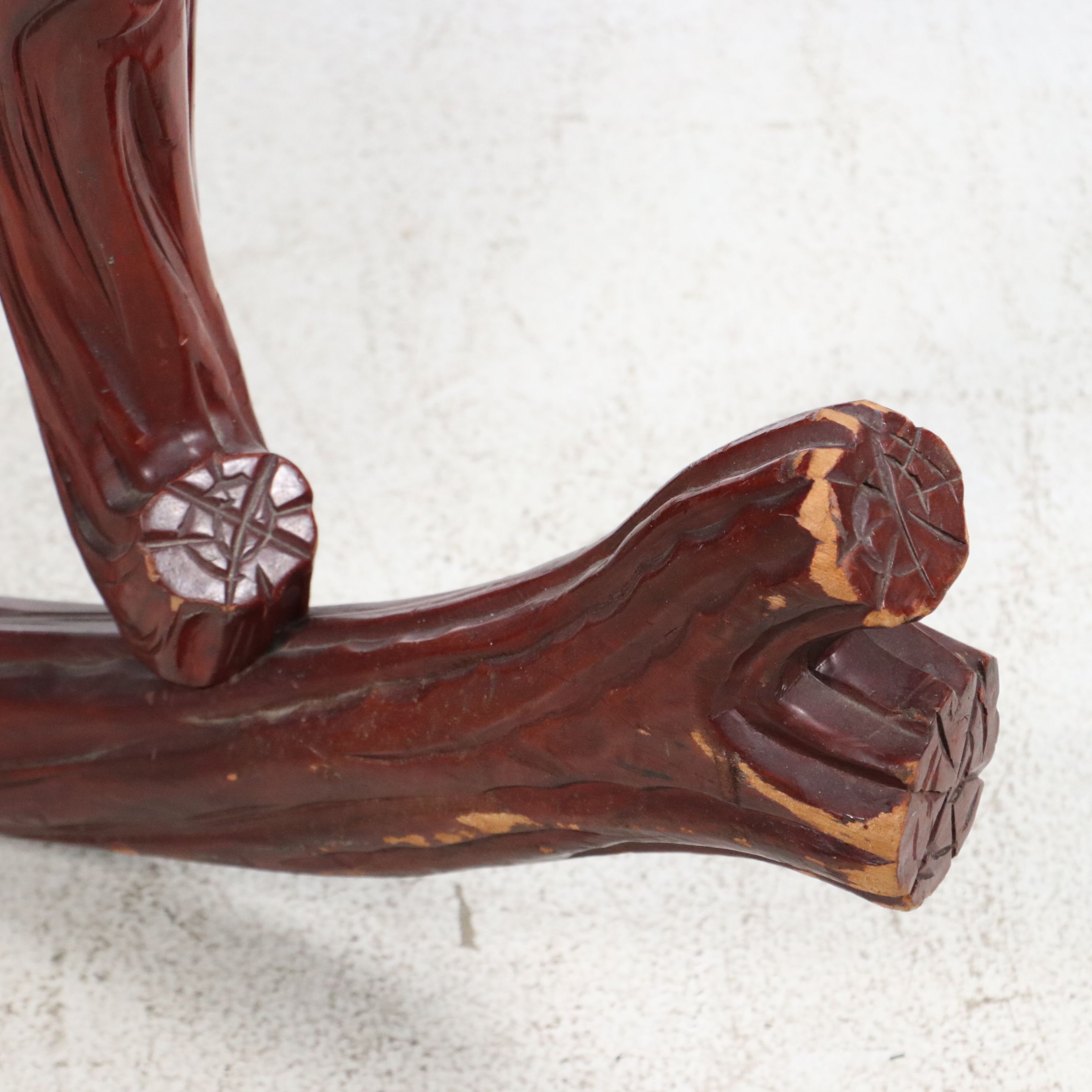 Japanese Cherry Blossom Carved Hardwood Rocking Chair