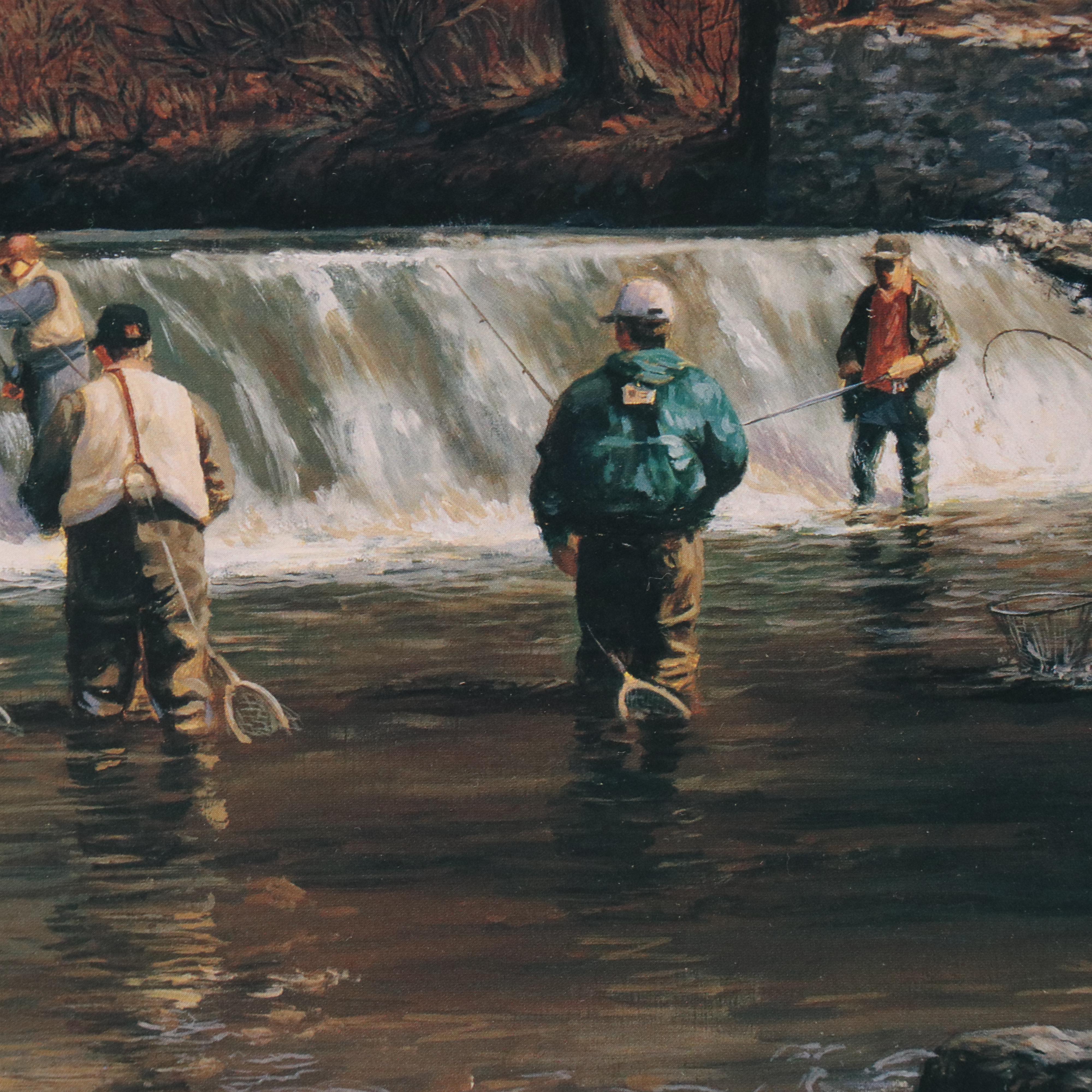 Shawn Faust Offset Lithograph "Opening Day on White Clay," 1995