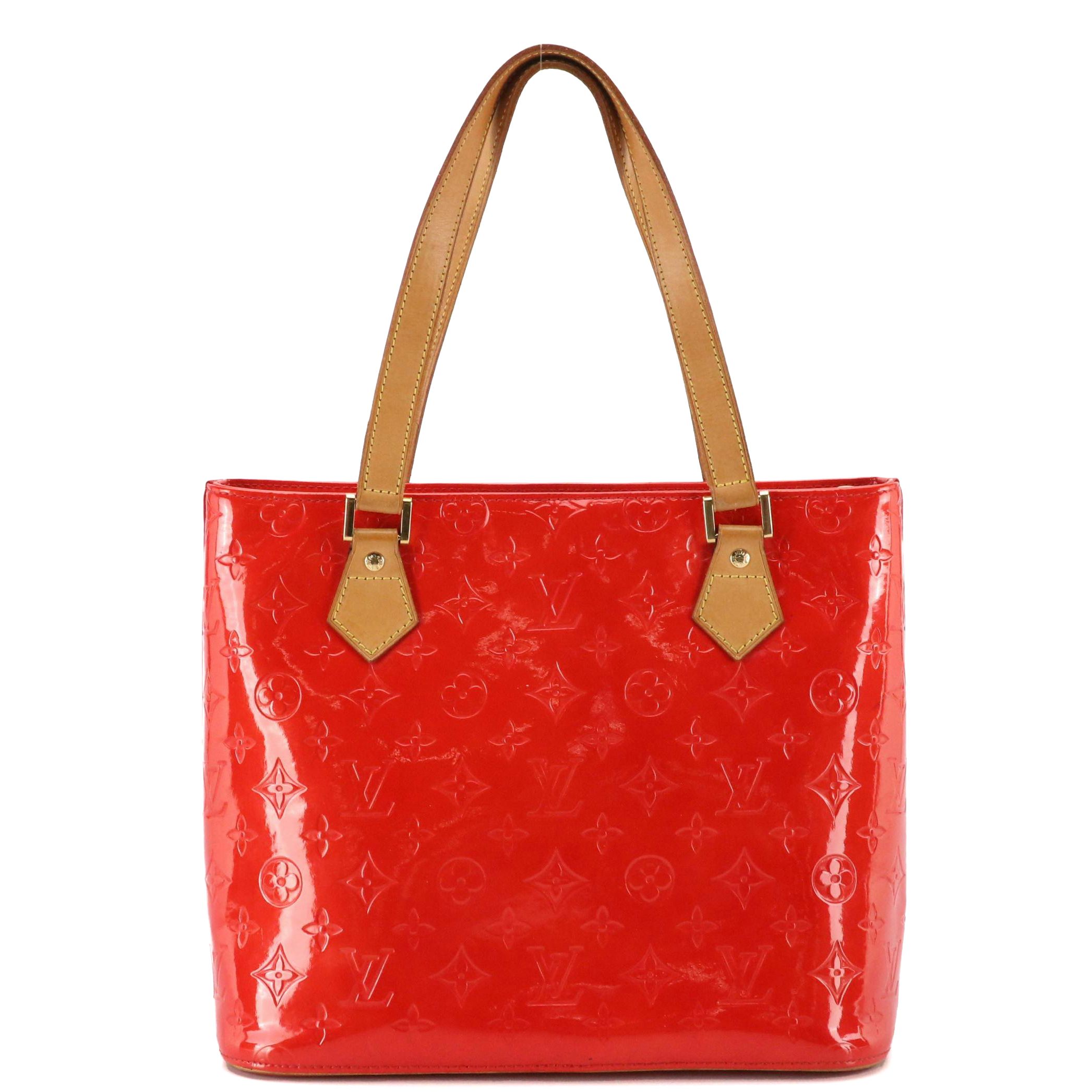 Louis Vuitton Houston Zip Tote in Red Monogram Vernis and Vachetta Leather