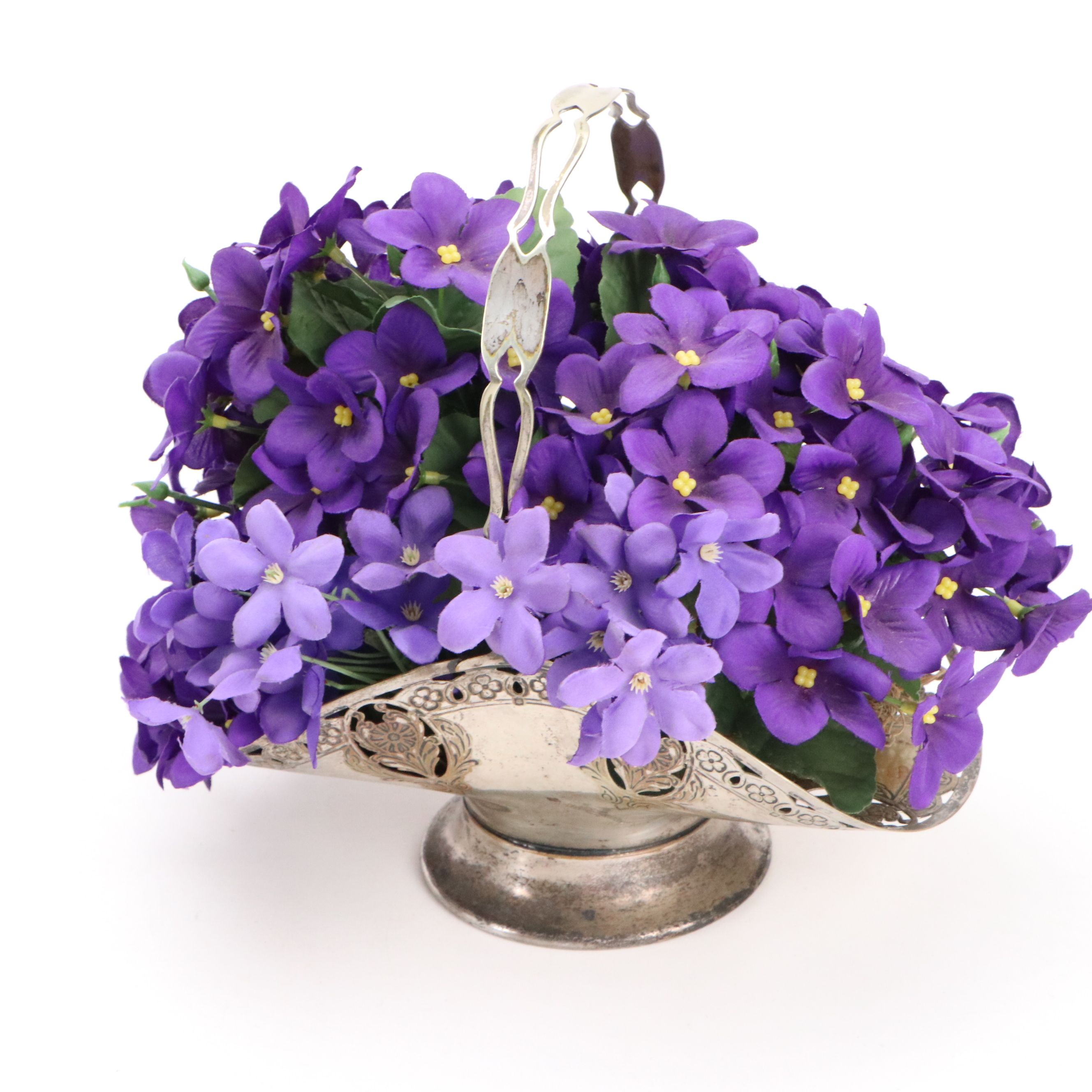 Silver Plate Bride's Basket, White Hobnail Swung Glass Pitcher, Recipe Box, More