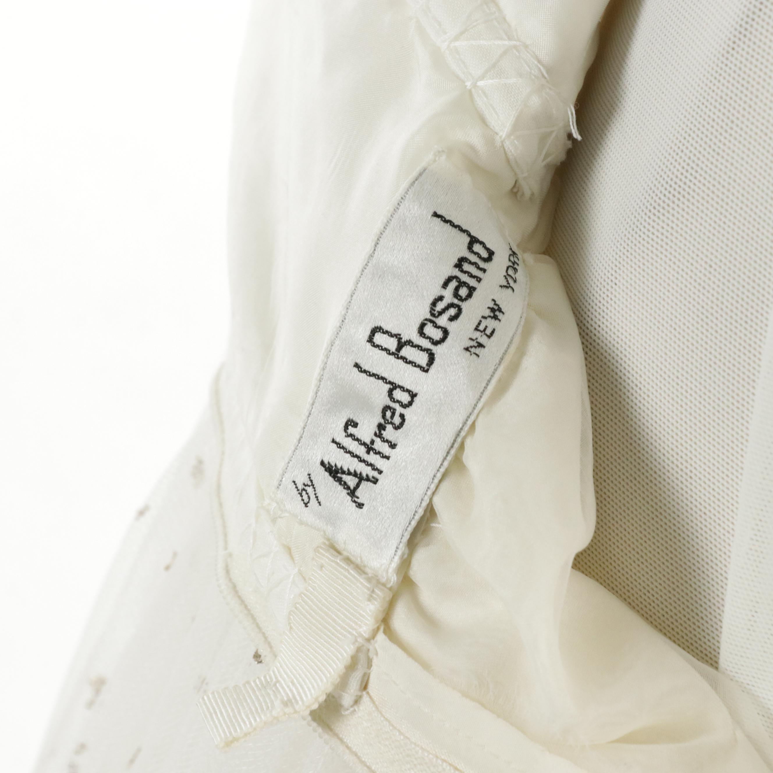 Alfred Bosand Balloon Sleeve Metallic Flocked Tulle Ball Gown