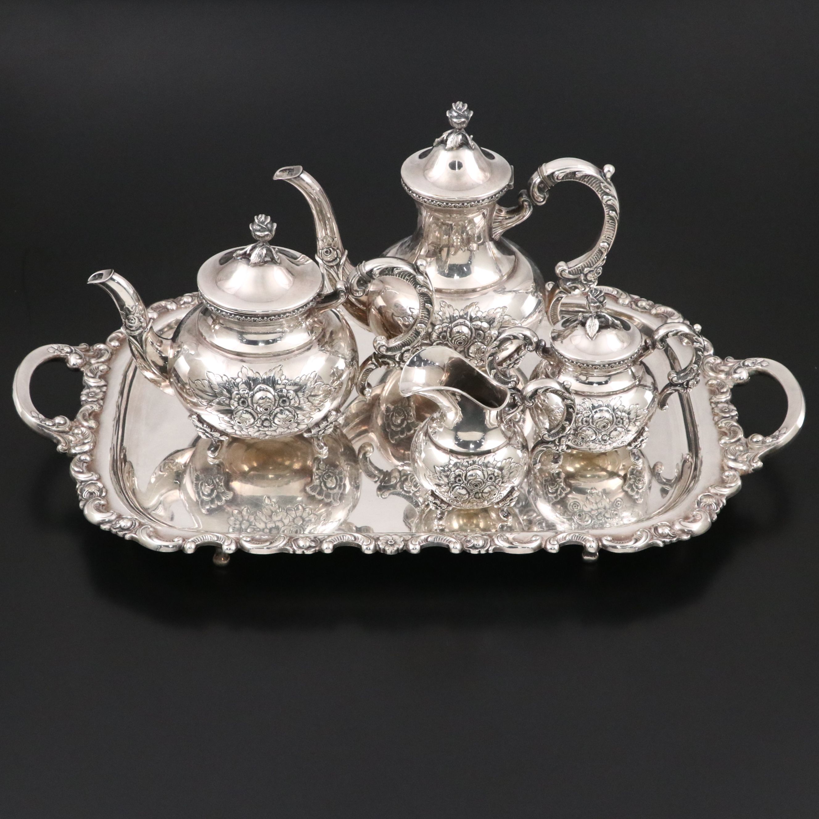 Spritzer & Fuhrmann Victorian Style Tea and Coffee Set with Tray, 20th Century