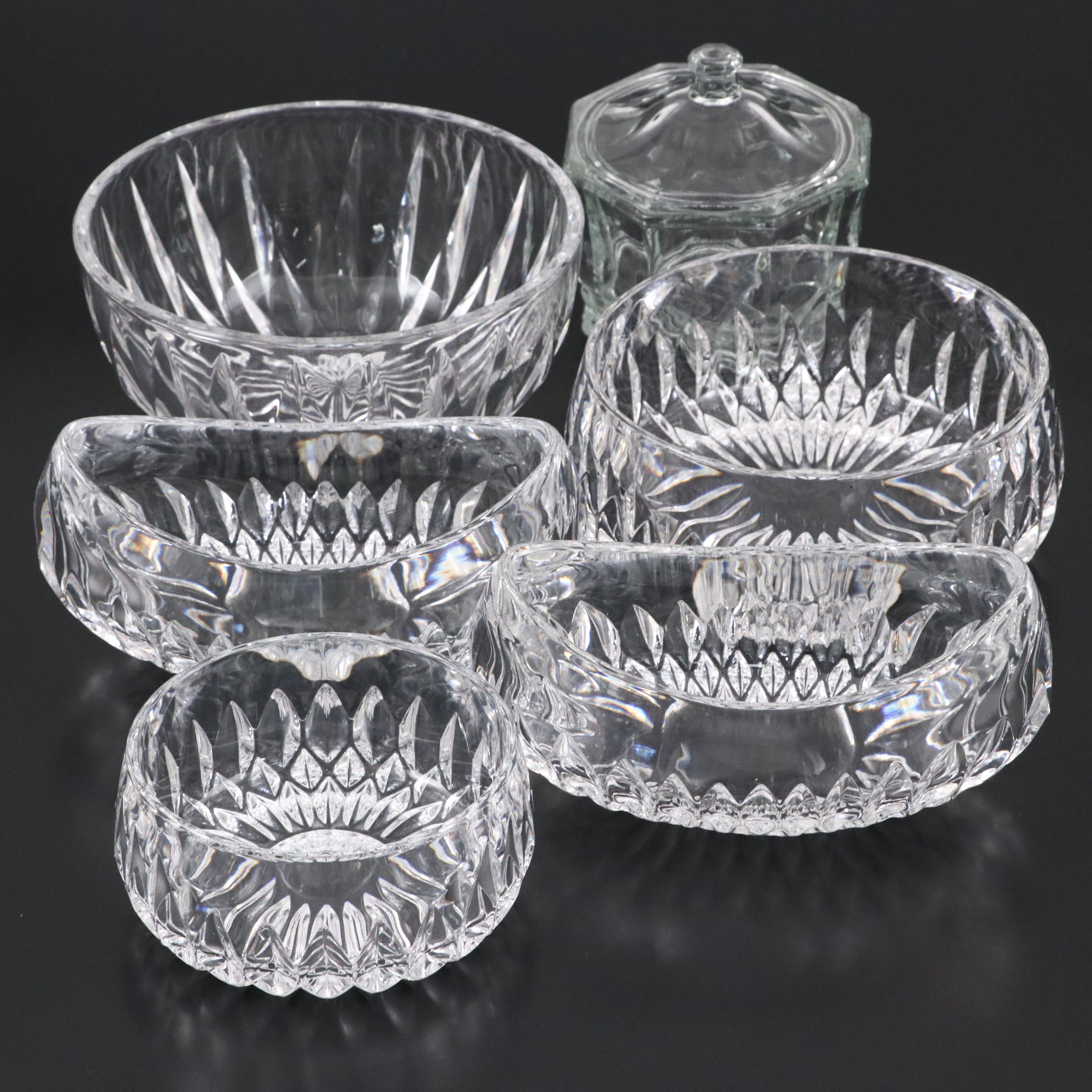 Gorham "Althea" Cut Crystal Bowls with Indiana Glass "Concord" Candy Dish