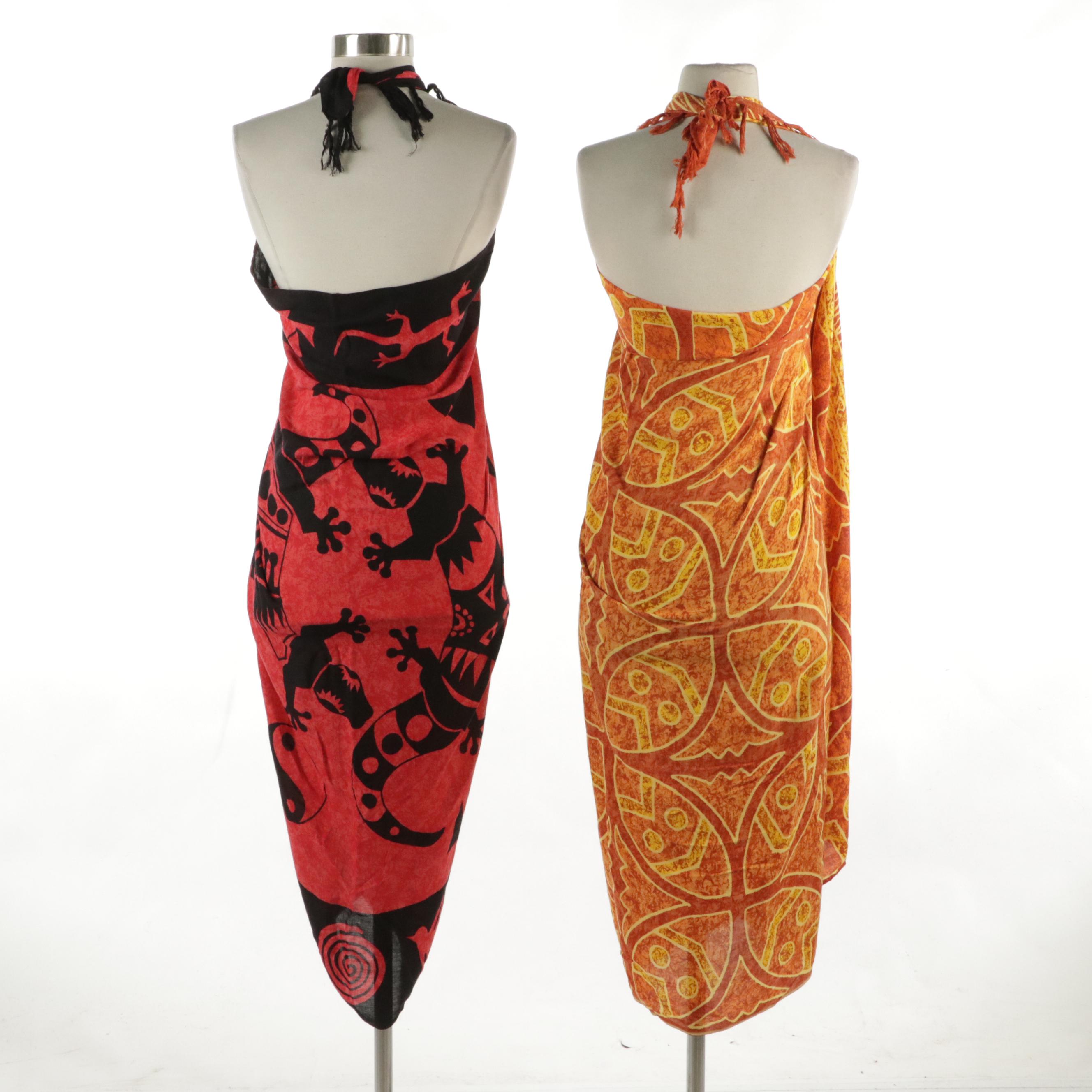 Knot Fringe Pareo/Sarong Swim Covers in Tribal Print Rayon