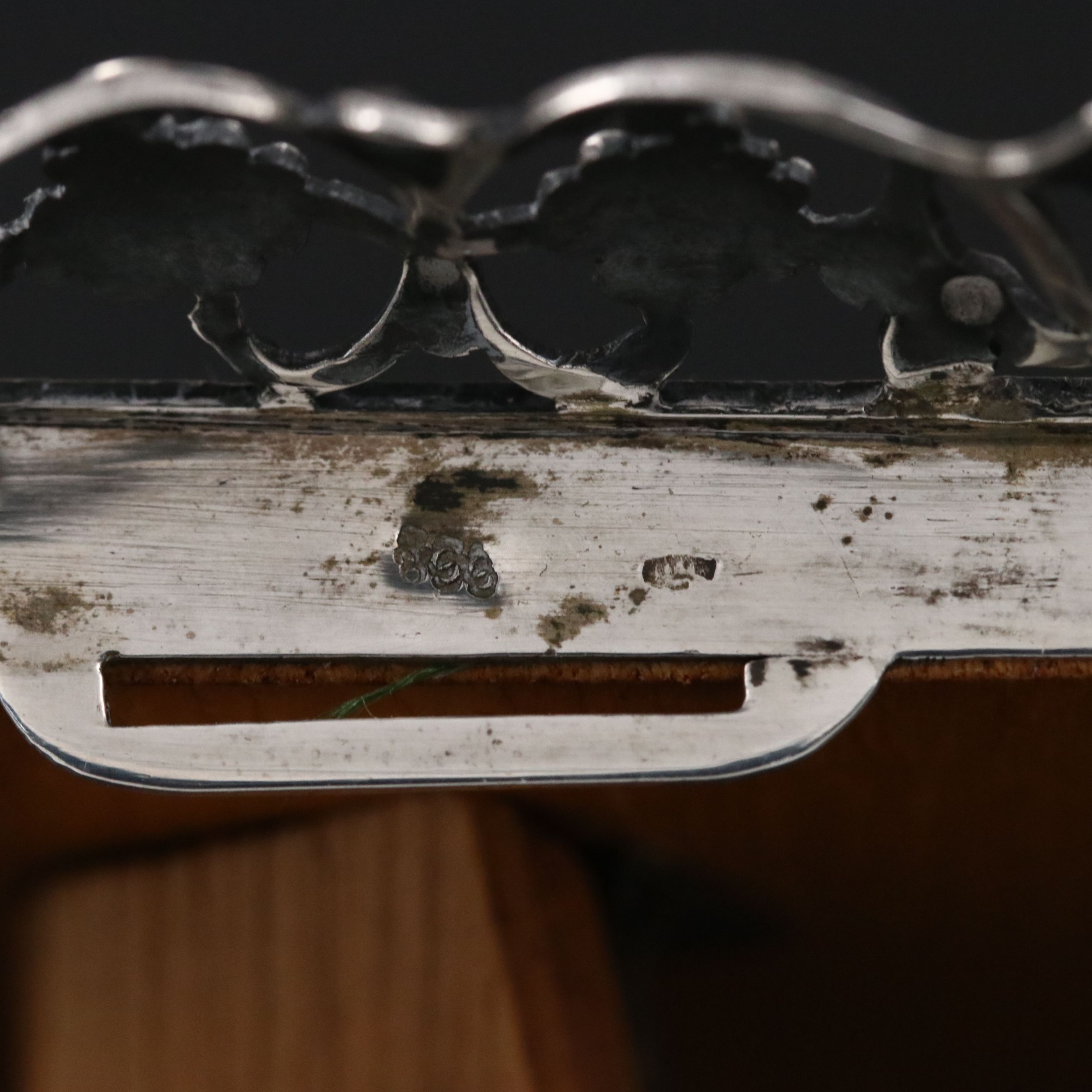 French Style Miniature Portrait of Lady in Cutwork Filigree 800 Silver Frame