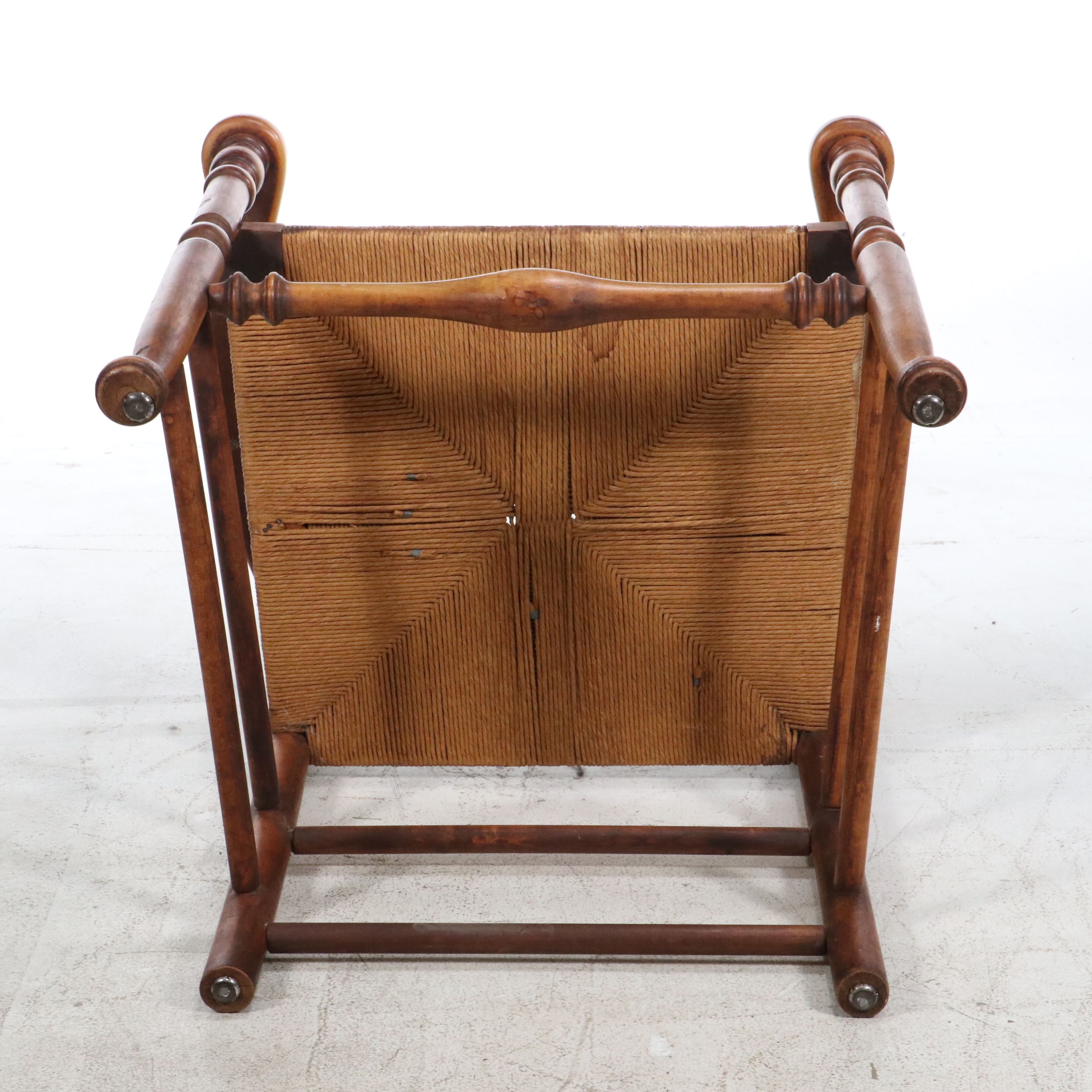 Wood Ladder-Back Armchair with Rush Seat and Side Chair with Woven Cord Seat