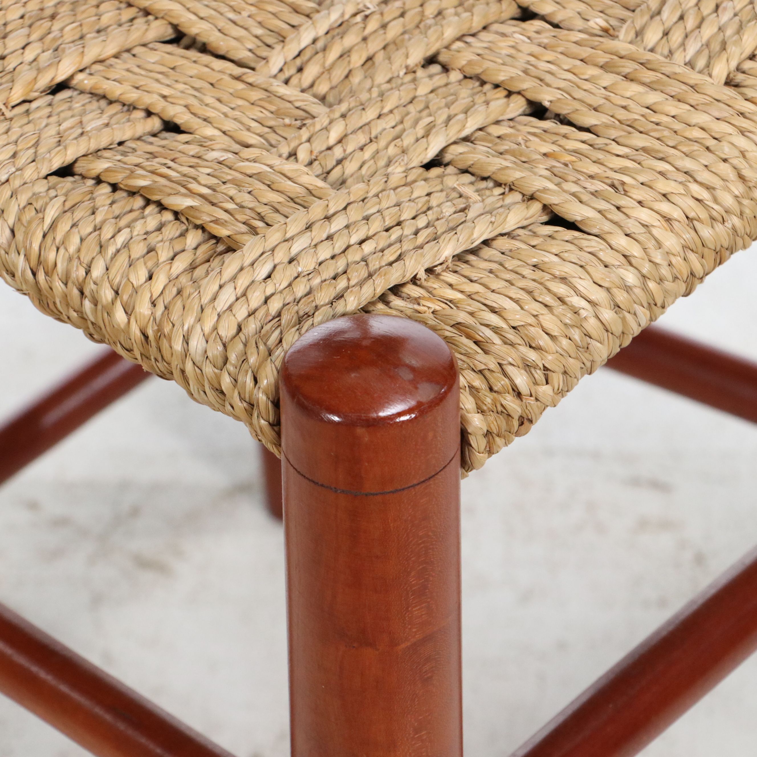 Wood Ladder-Back Armchair with Rush Seat and Side Chair with Woven Cord Seat