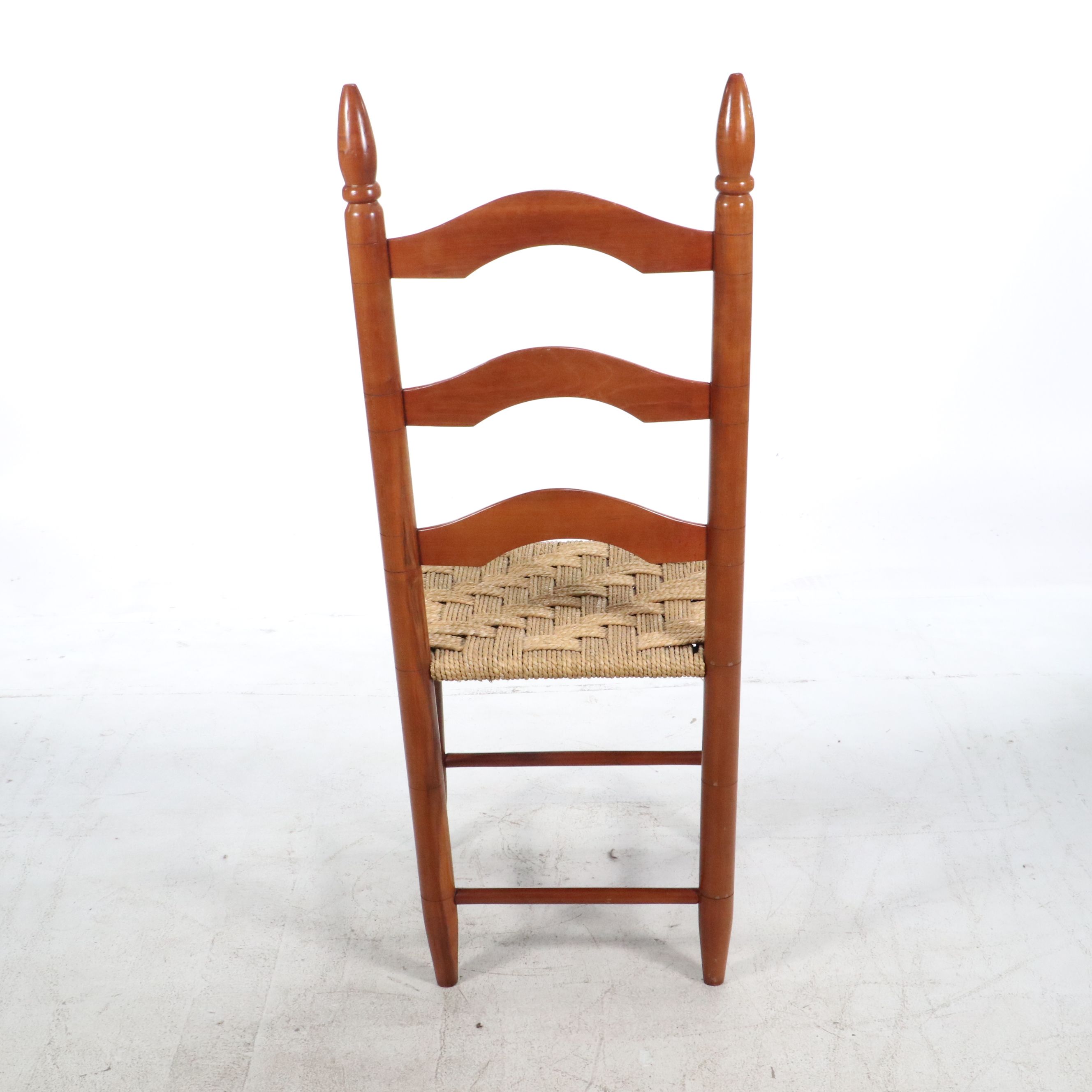 Wood Ladder-Back Armchair with Rush Seat and Side Chair with Woven Cord Seat