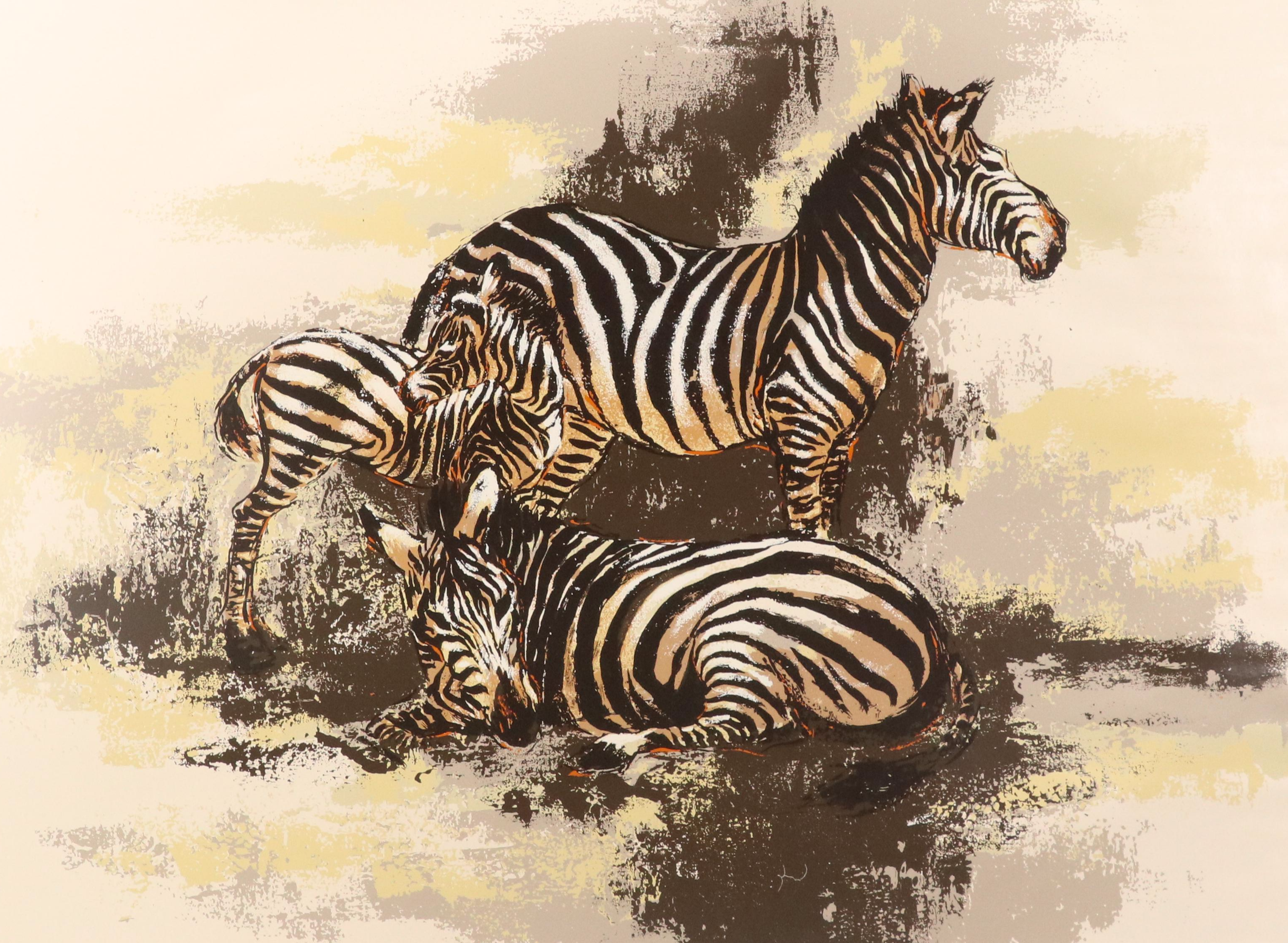 Mark King Serigraph "Zebras"