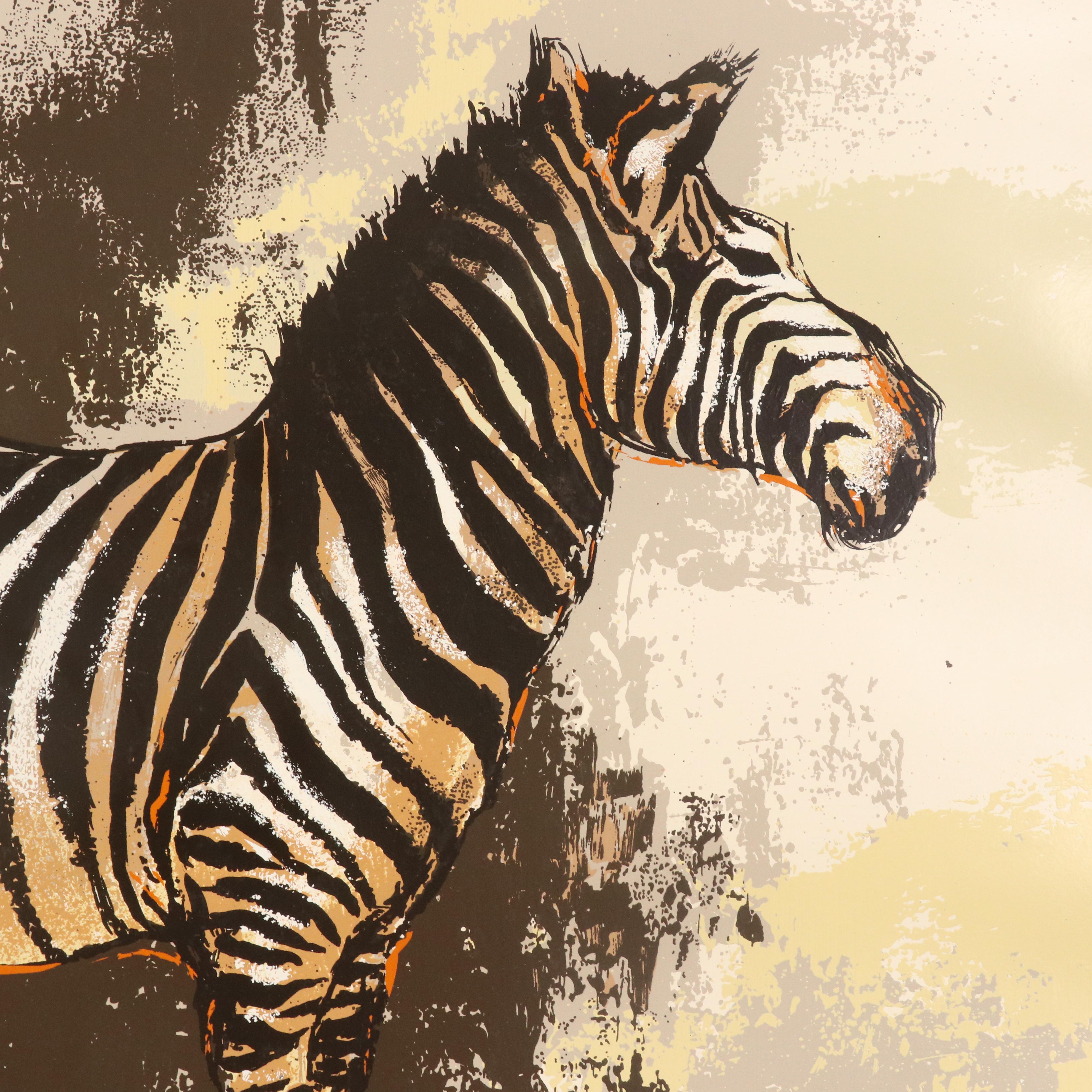 Mark King Serigraph "Zebras"