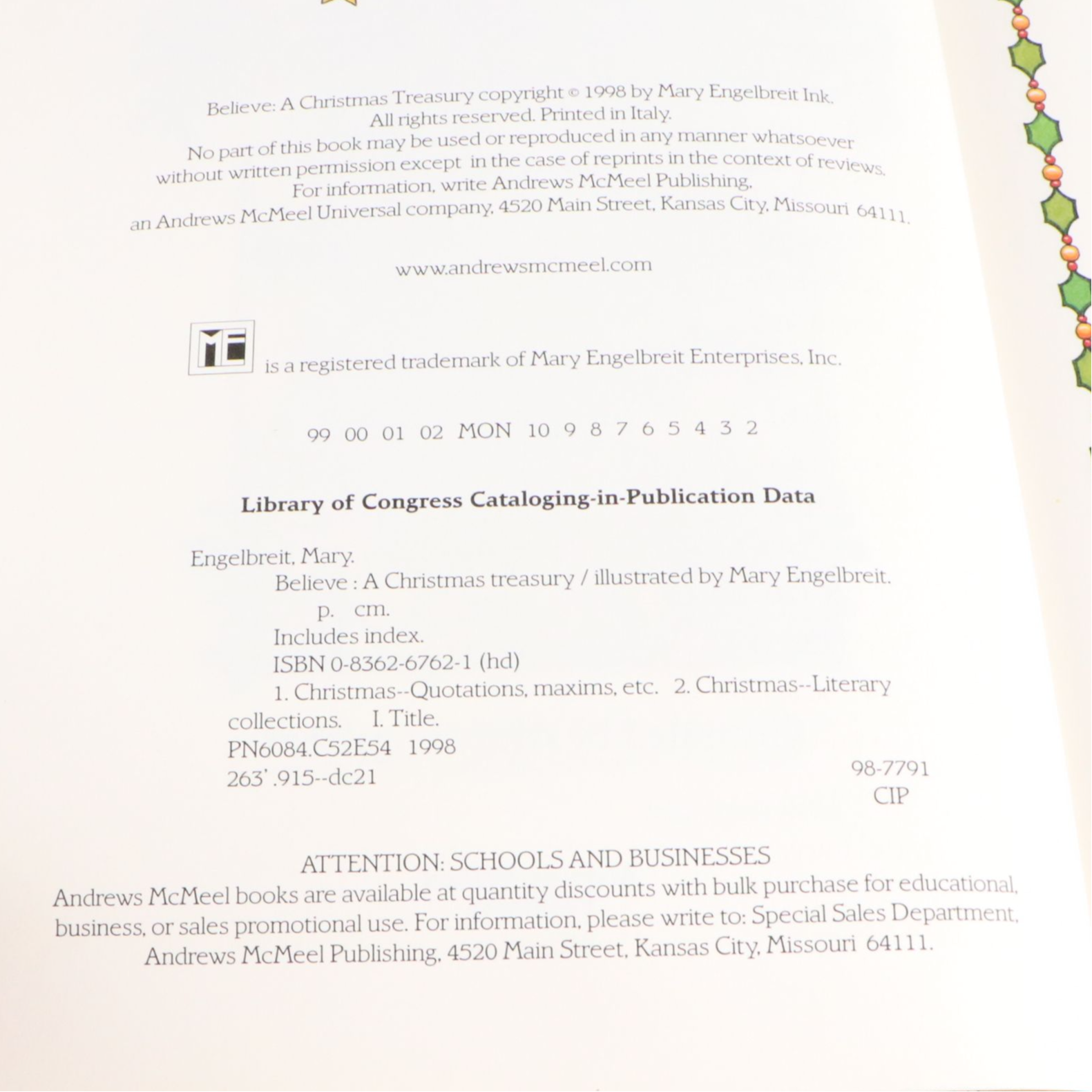 Mary Engelbreit Illustrated "Believe: A Christmas Treasury" and More Books