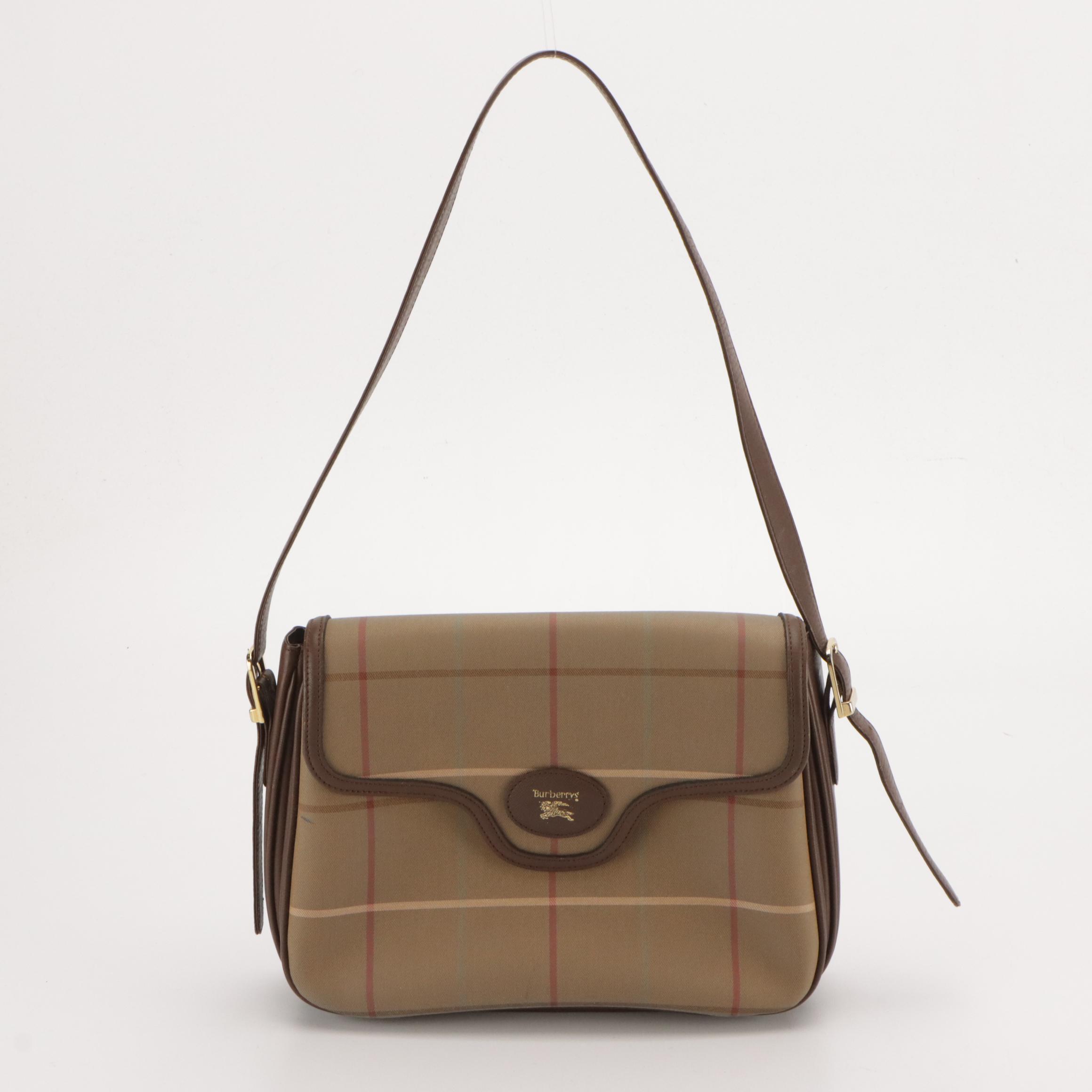 Burberrys Vintage Check and Saffiano Leather Flap Shoulder Bag