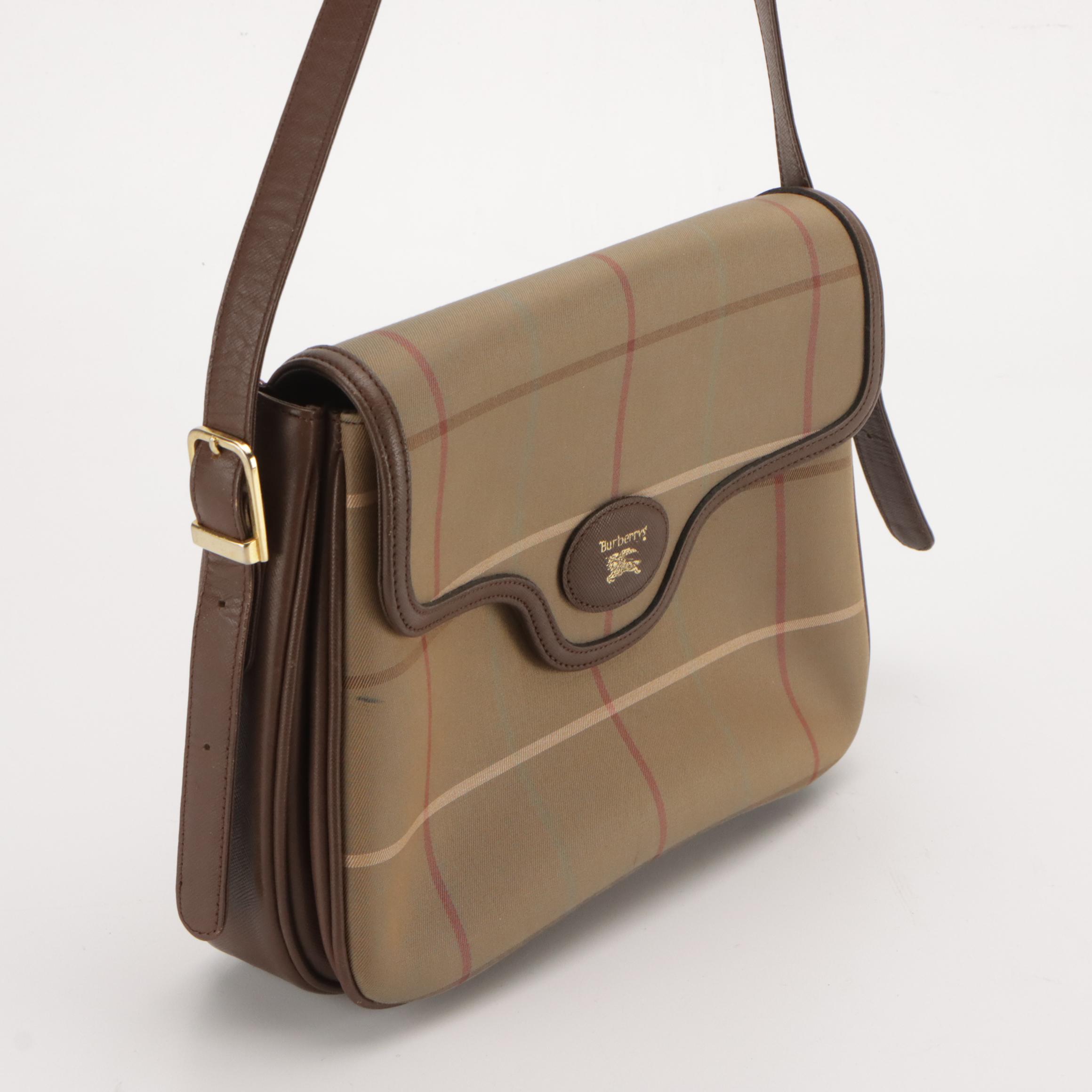 Burberrys Vintage Check and Saffiano Leather Flap Shoulder Bag