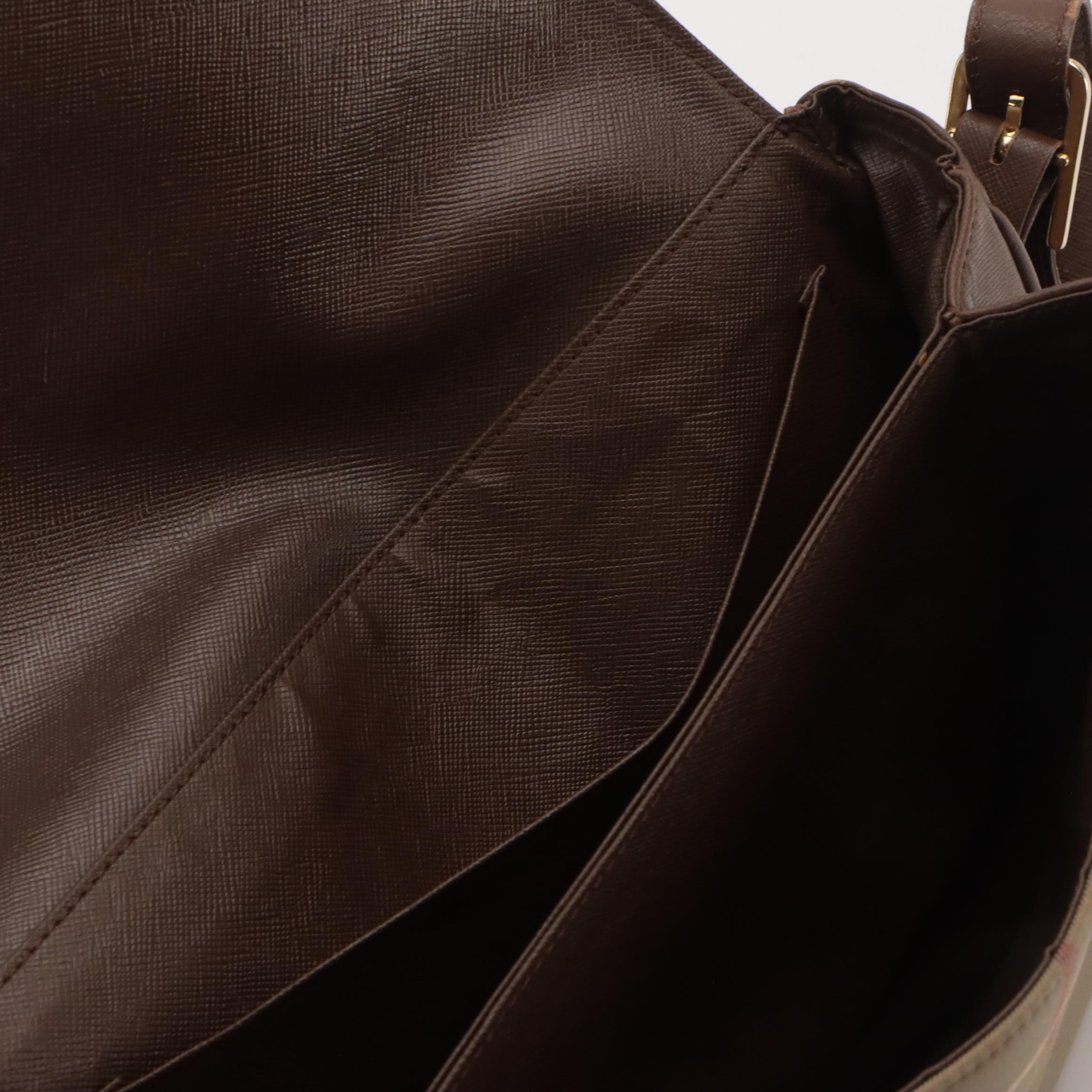 Burberrys Vintage Check and Saffiano Leather Flap Shoulder Bag