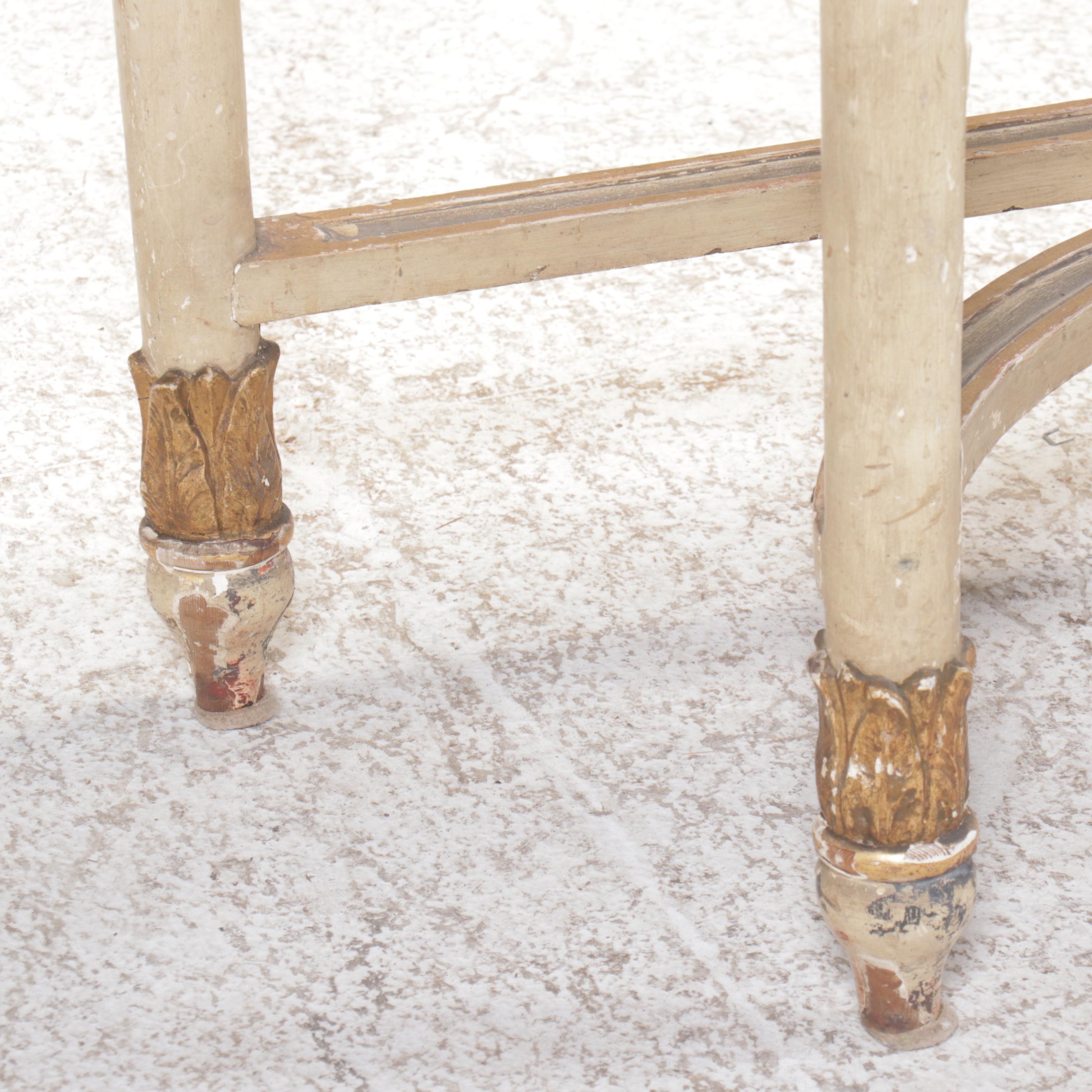 Louis XVI Style Marble Top Demilune Console Table