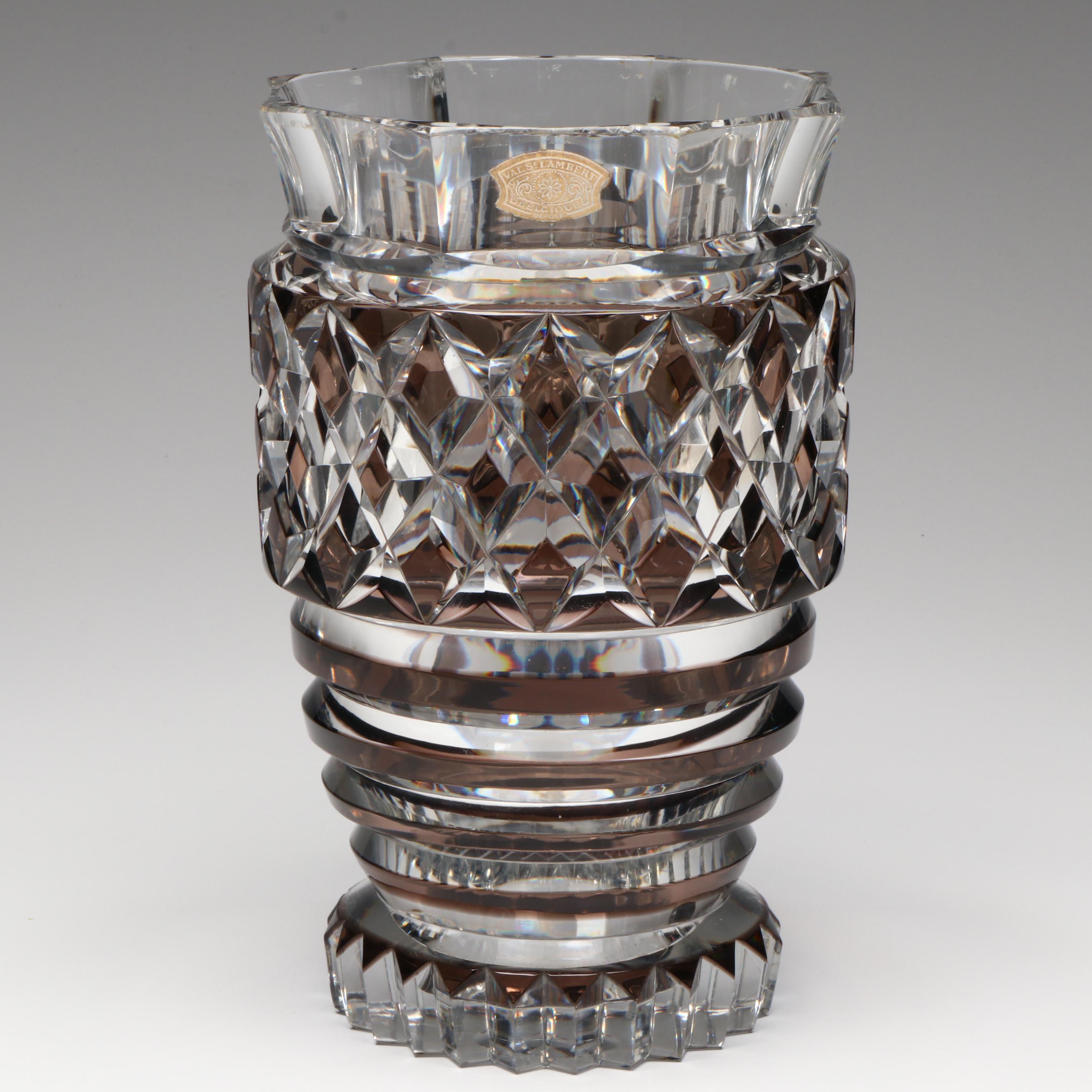 Val St. Lambert Art Deco Crystal Vase Designed by Charles Graffart