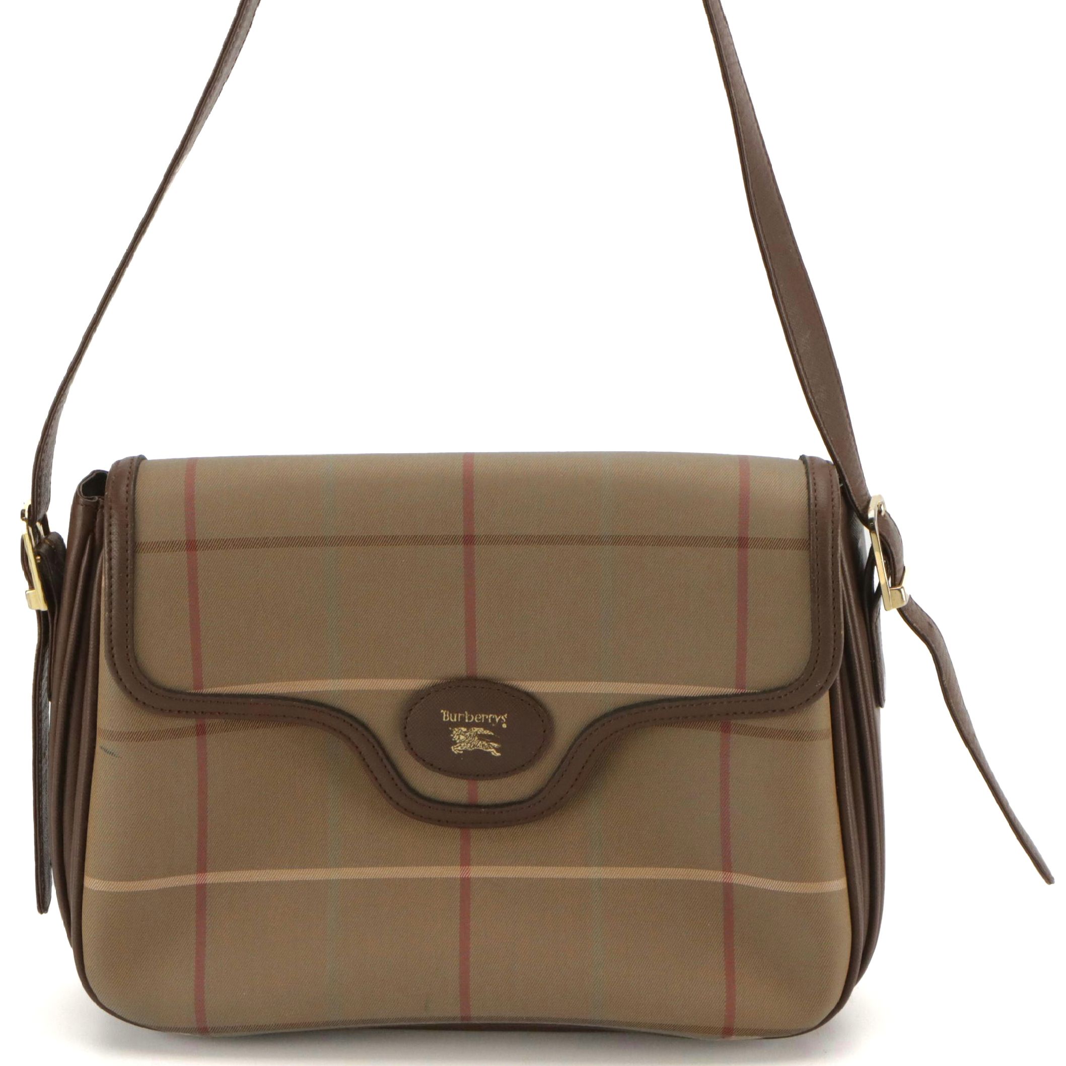 Burberrys Vintage Check and Saffiano Leather Flap Shoulder Bag