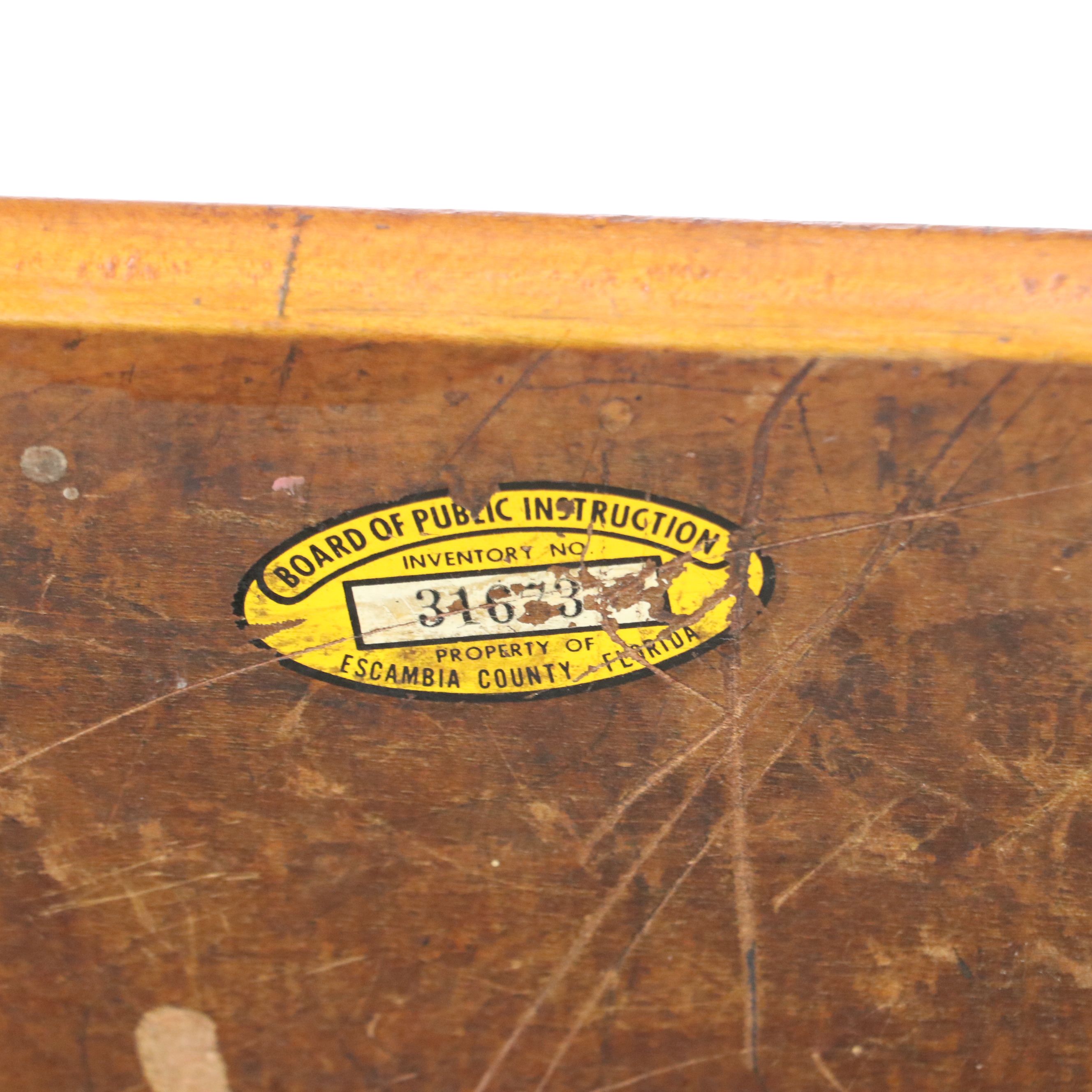 Cast Iron and Wood School Desk, 20th Century