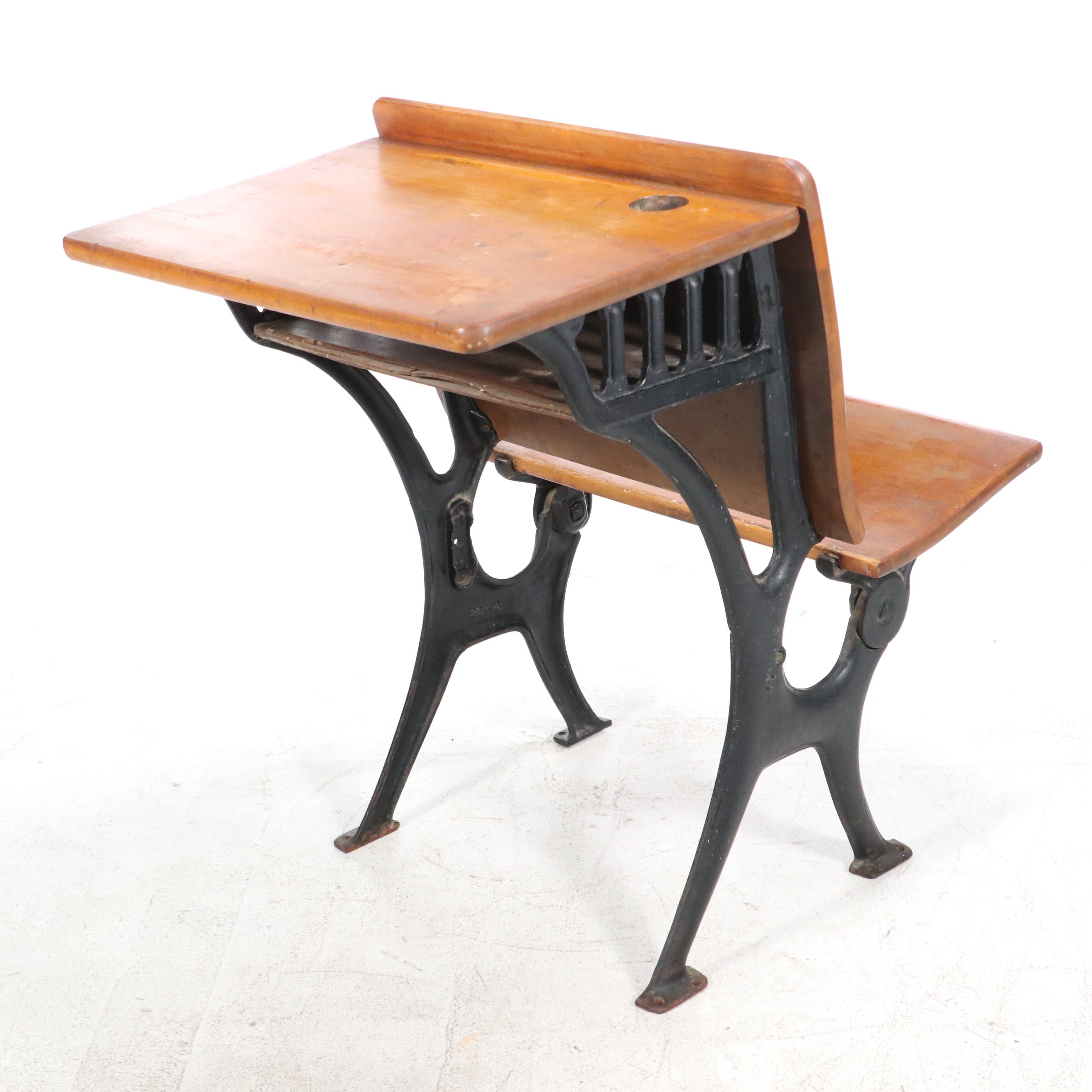 Cast Iron and Wood School Desk, 20th Century