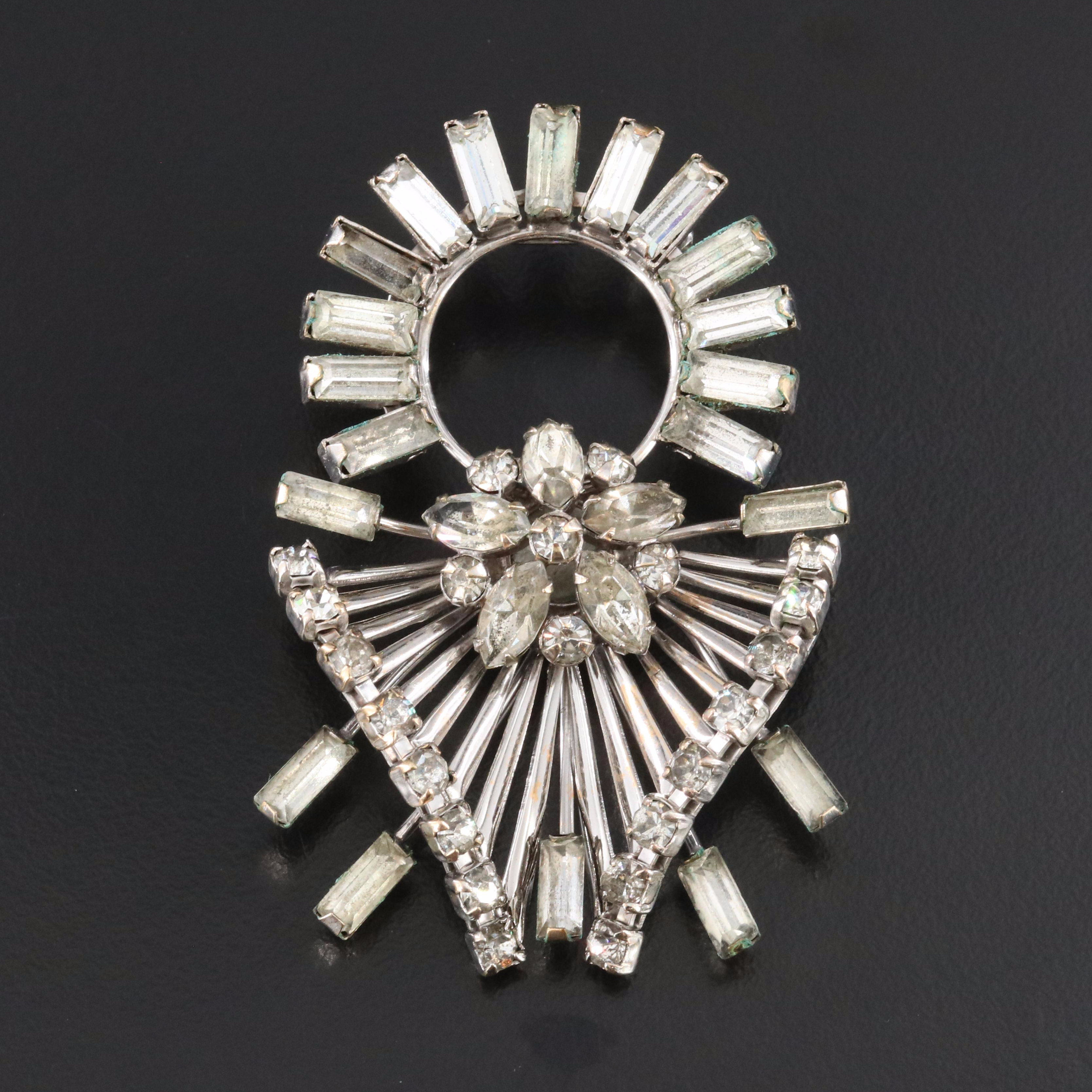 Gold-Filled Rhinestone Converter Brooch