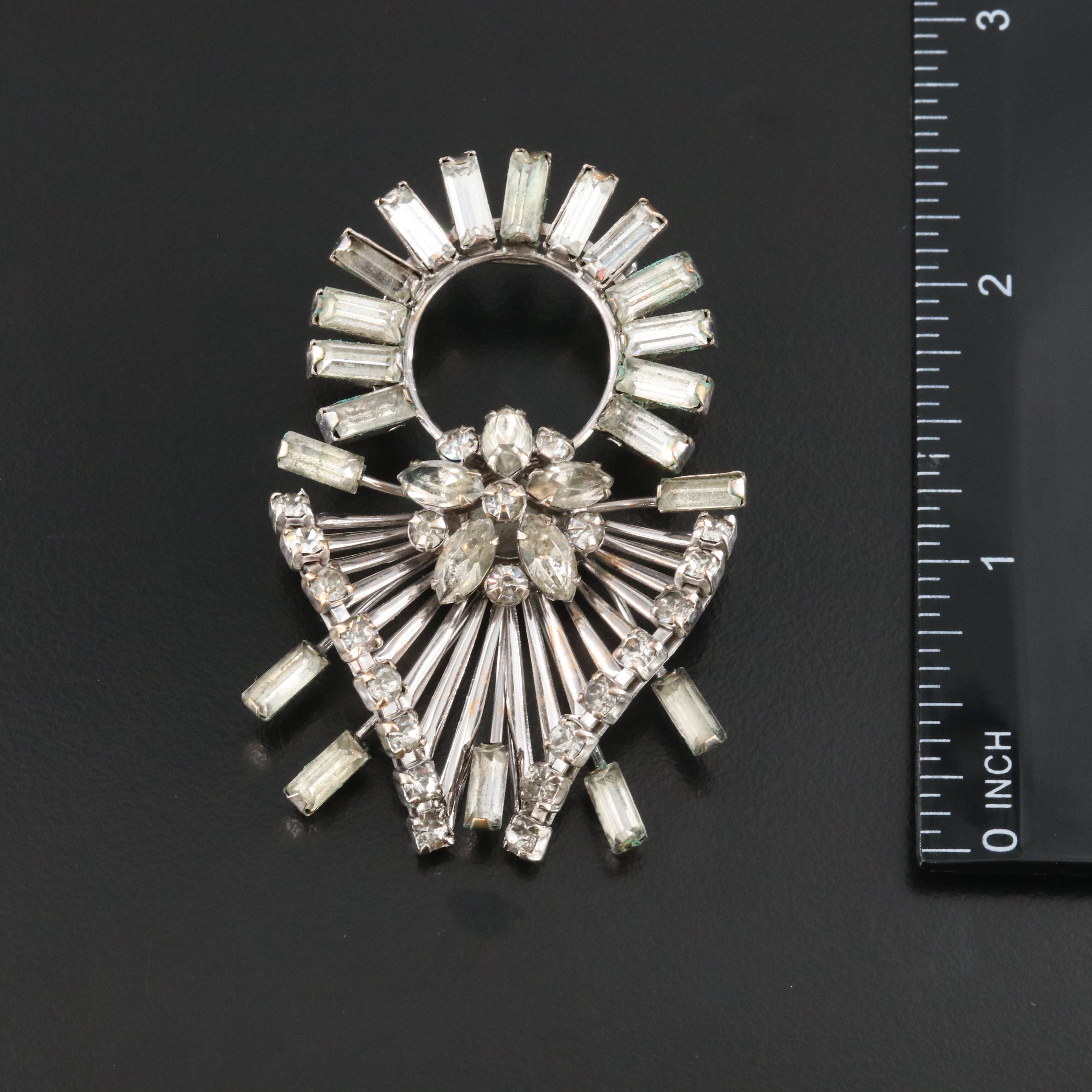 Gold-Filled Rhinestone Converter Brooch