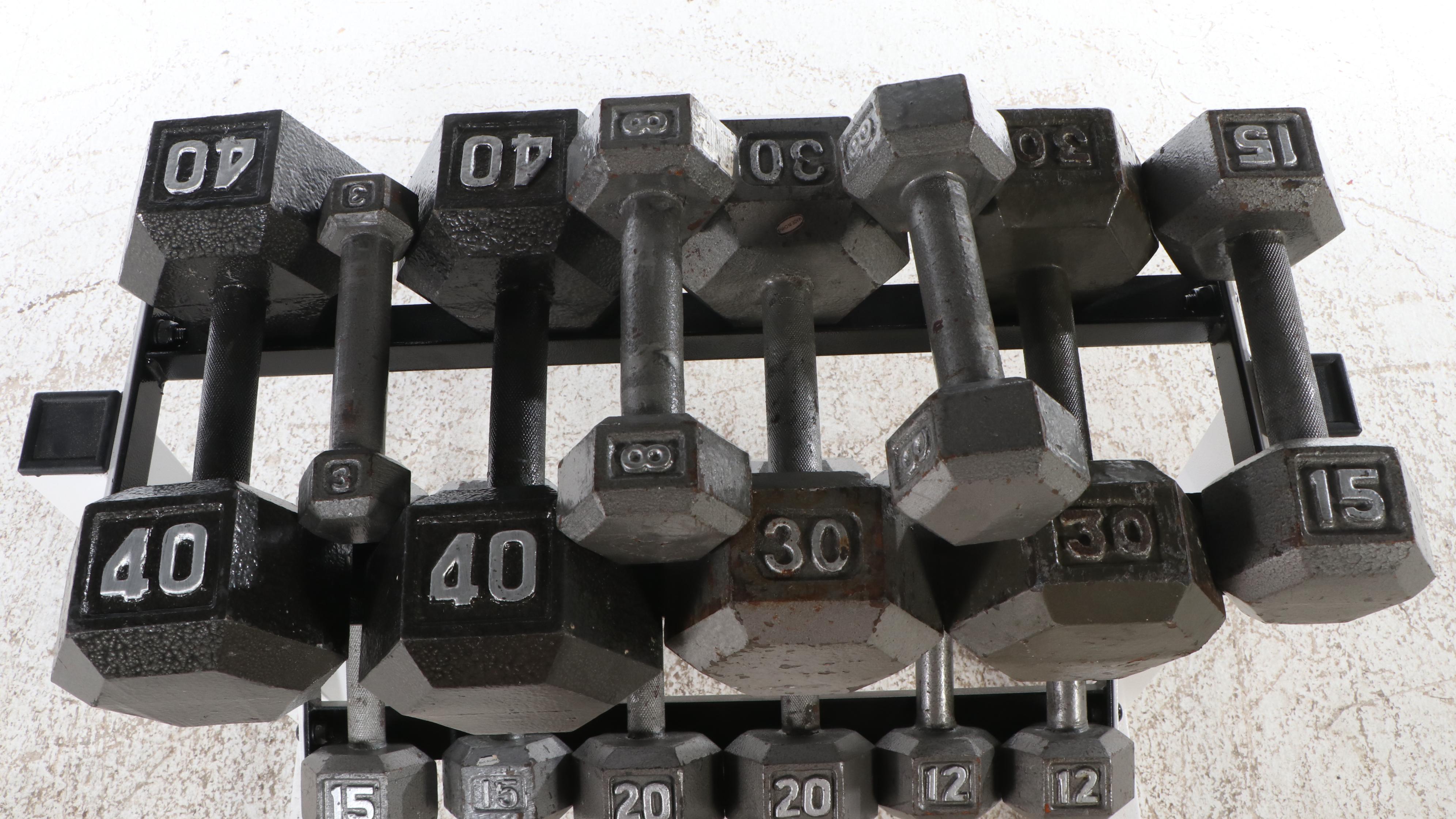 8–40 Lb. Dumbbell Set with Weight Rack