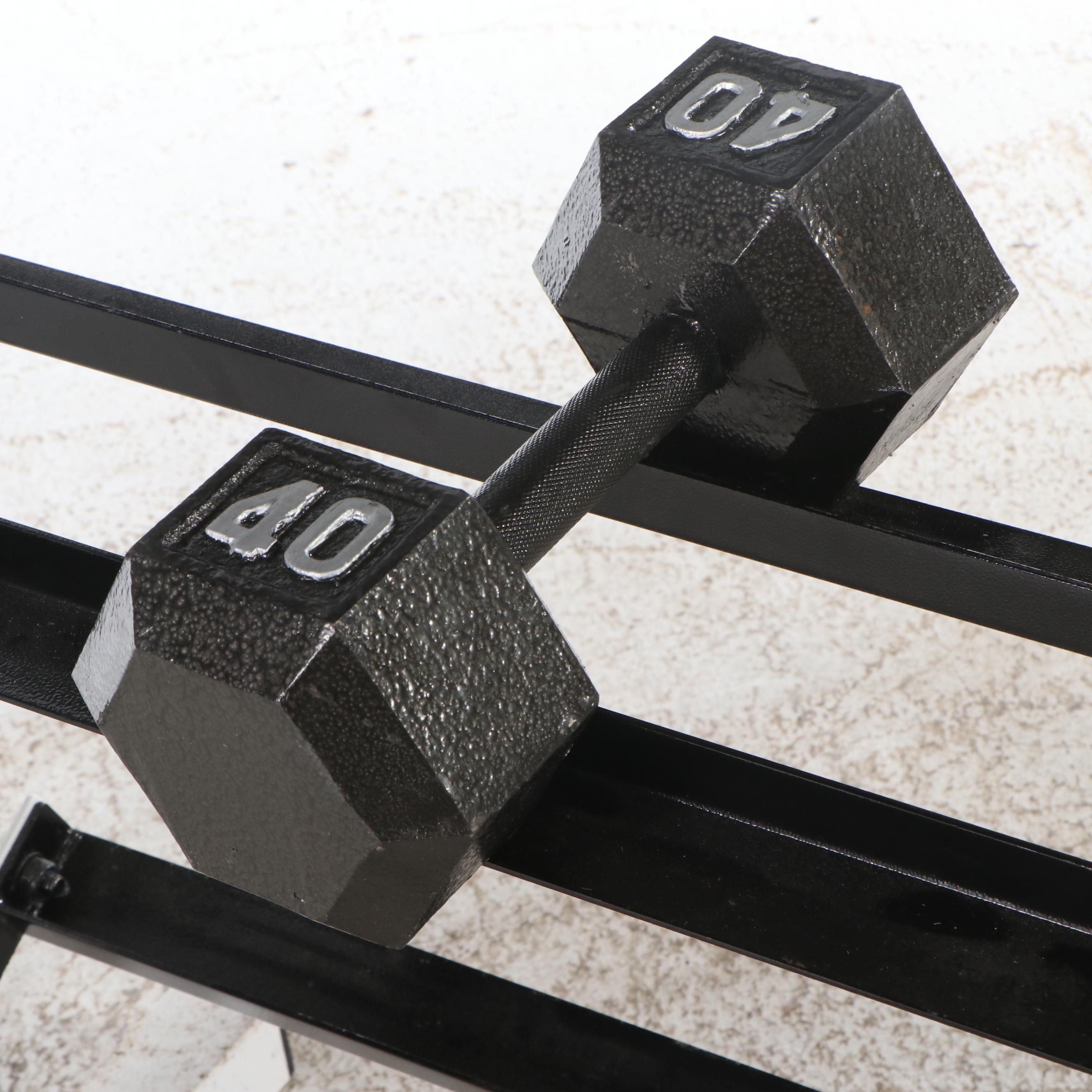 8–40 Lb. Dumbbell Set with Weight Rack
