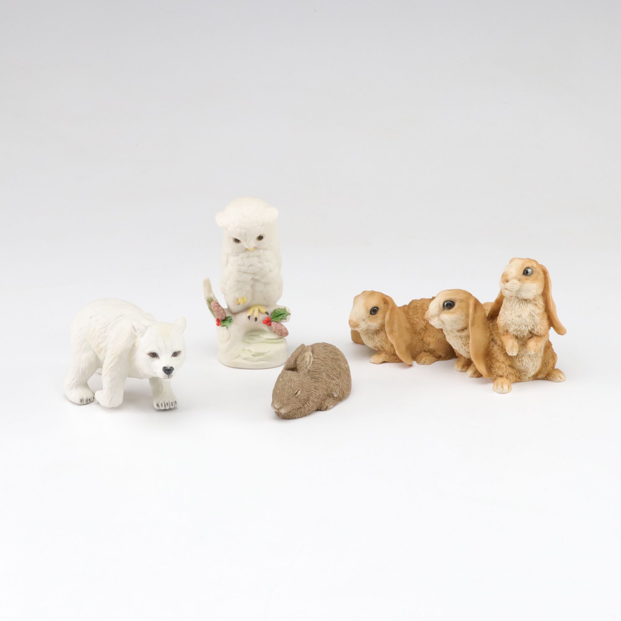 Rabbits, Polar Bear & Owl Figurines