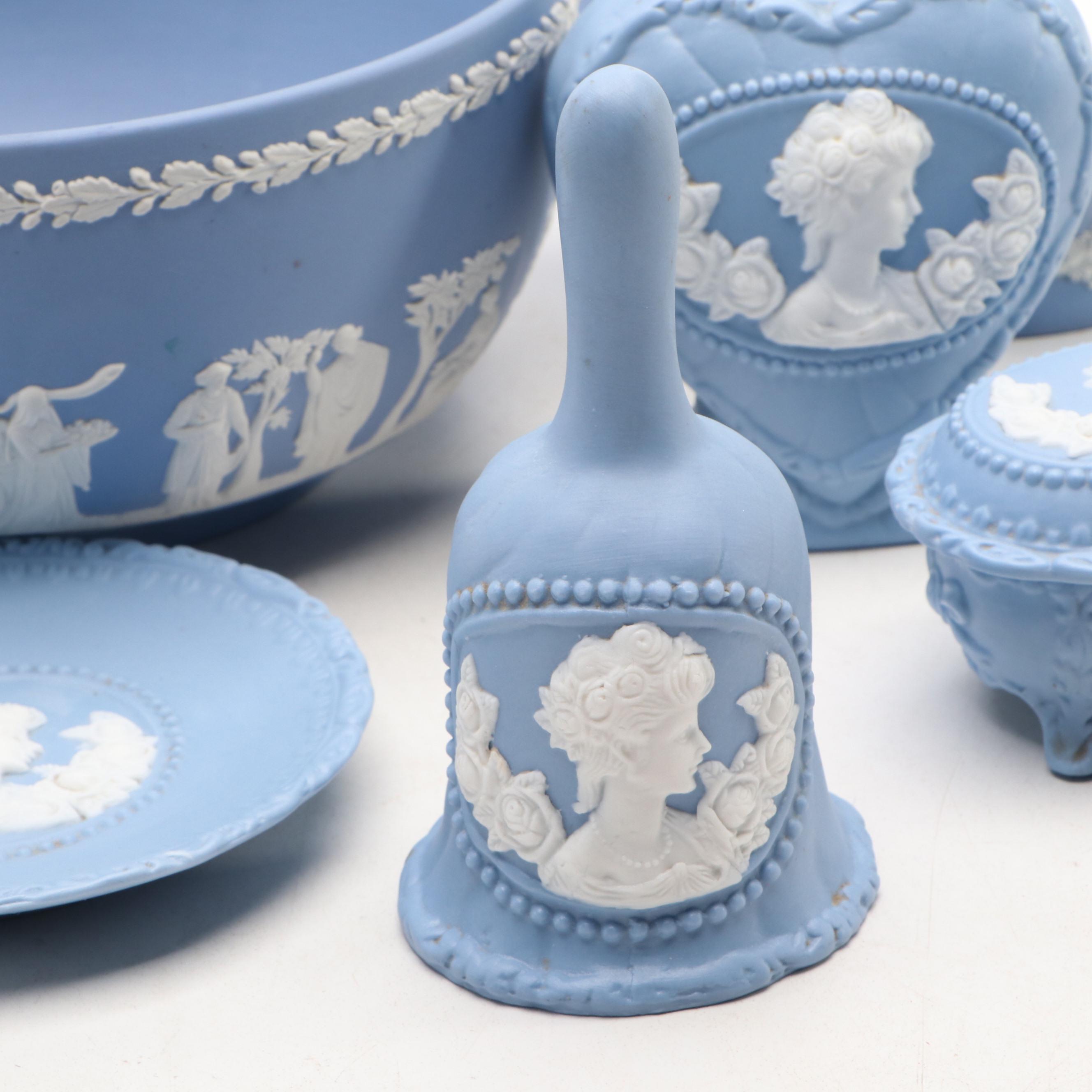 Wedgwood Blue Jasperware Table Accessories with Other Dresser Set