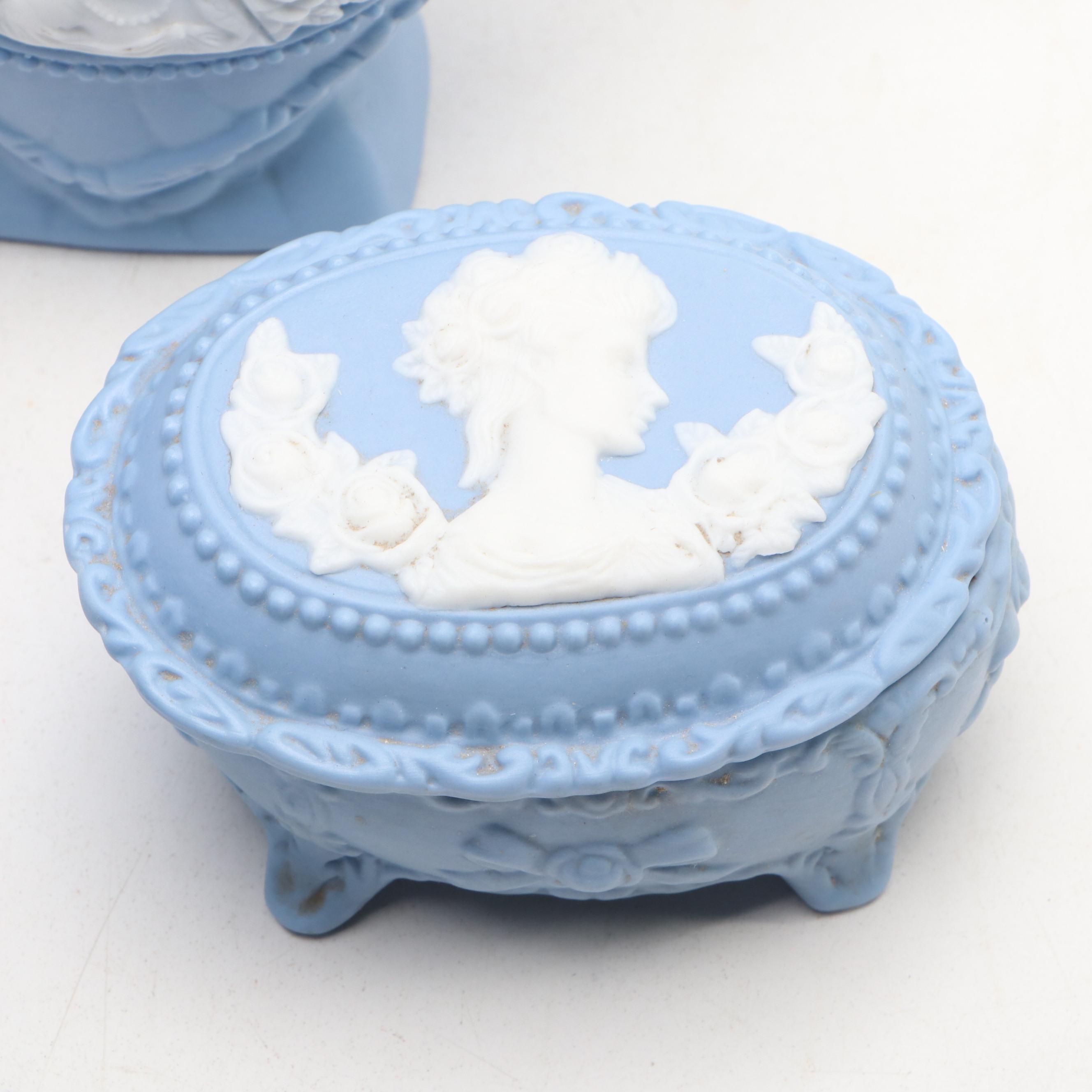 Wedgwood Blue Jasperware Table Accessories with Other Dresser Set